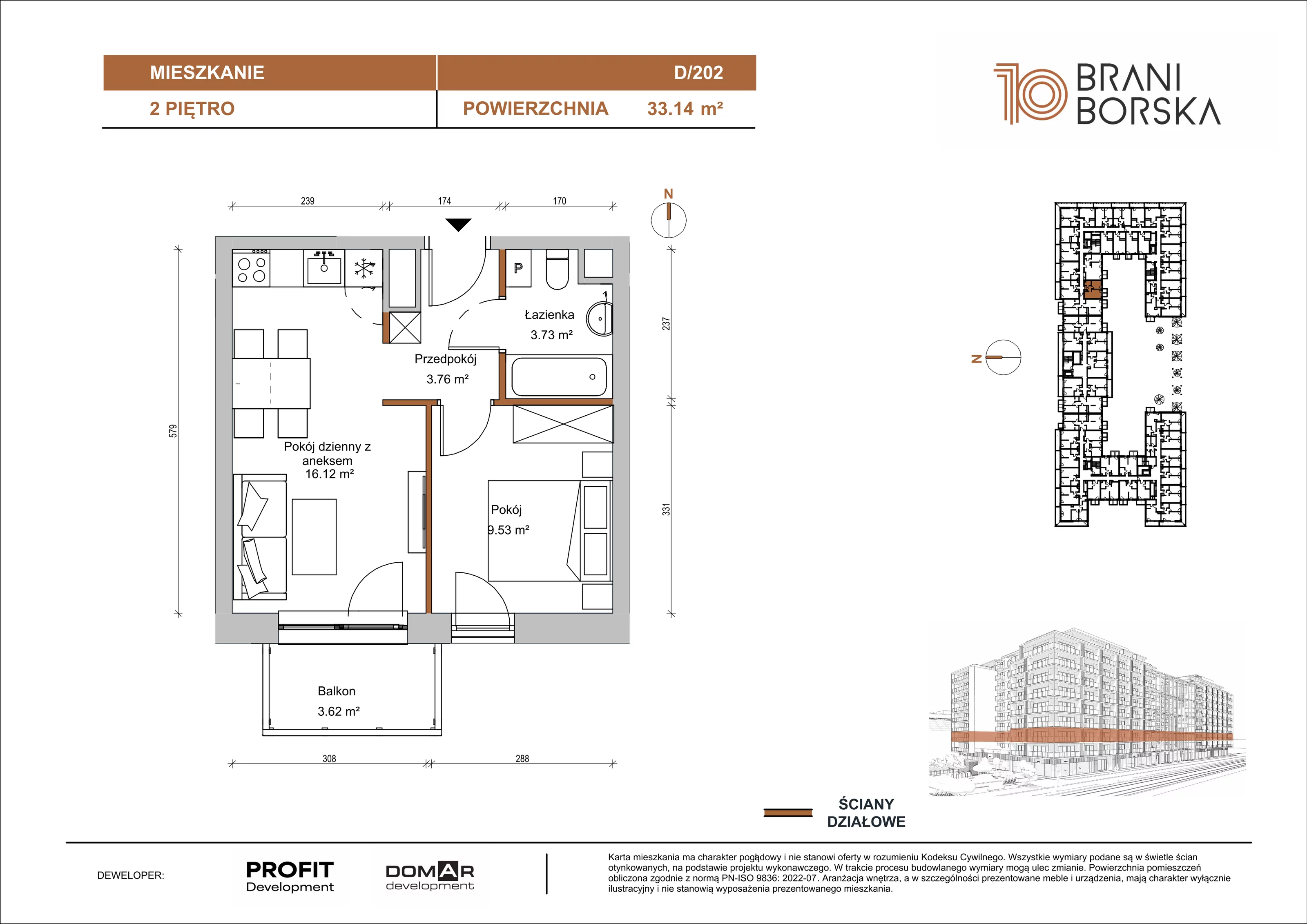 2 pokoje, apartament 33,14 m², piętro 2, oferta nr BN10/D/202, Braniborska 10 , Wrocław, Stare Miasto, Śródmieście, ul. Braniborska 10E