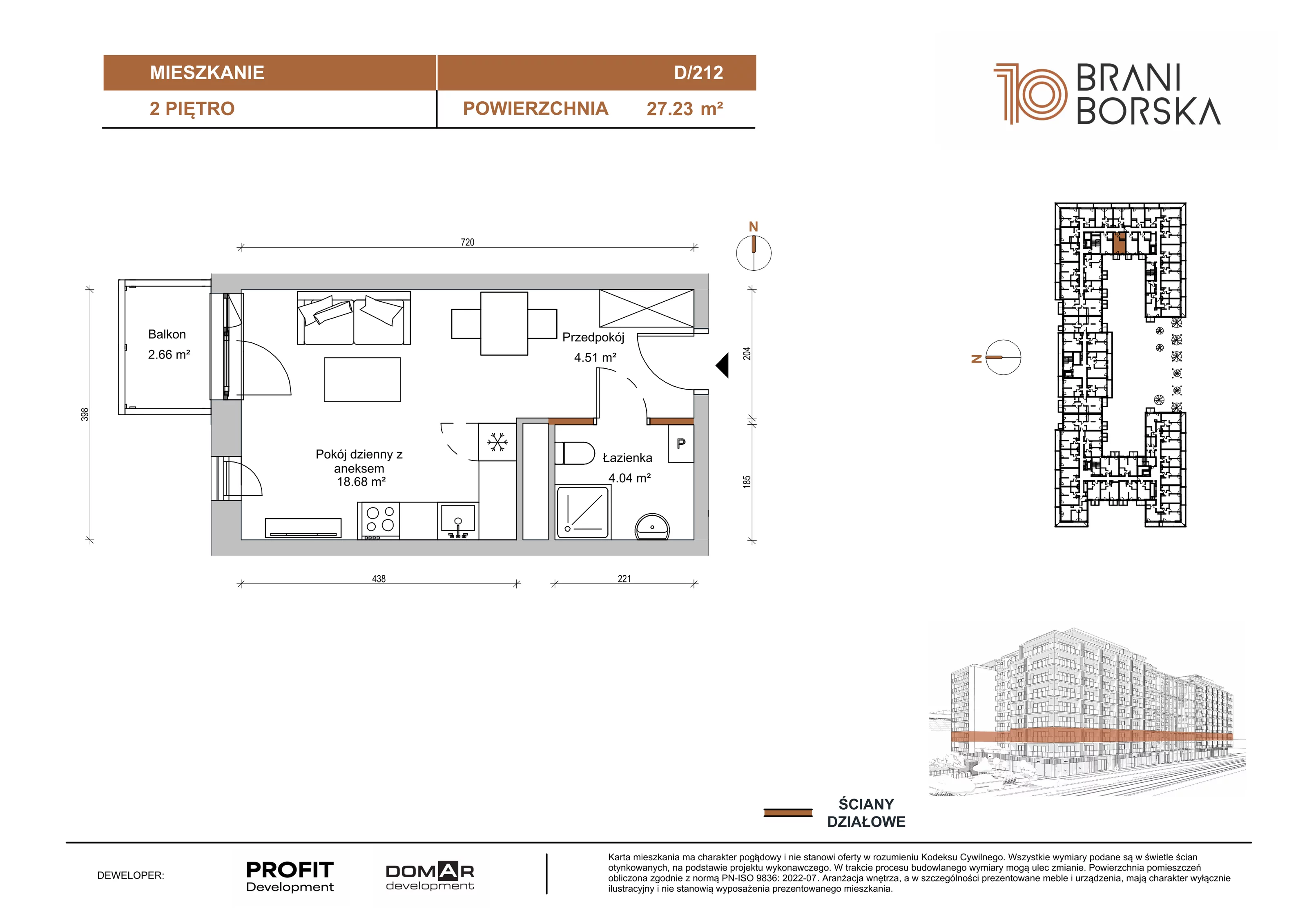 1 pokój, apartament 27,23 m², piętro 2, oferta nr BN10/D/212, Braniborska 10 , Wrocław, Stare Miasto, Śródmieście, ul. Braniborska 10E