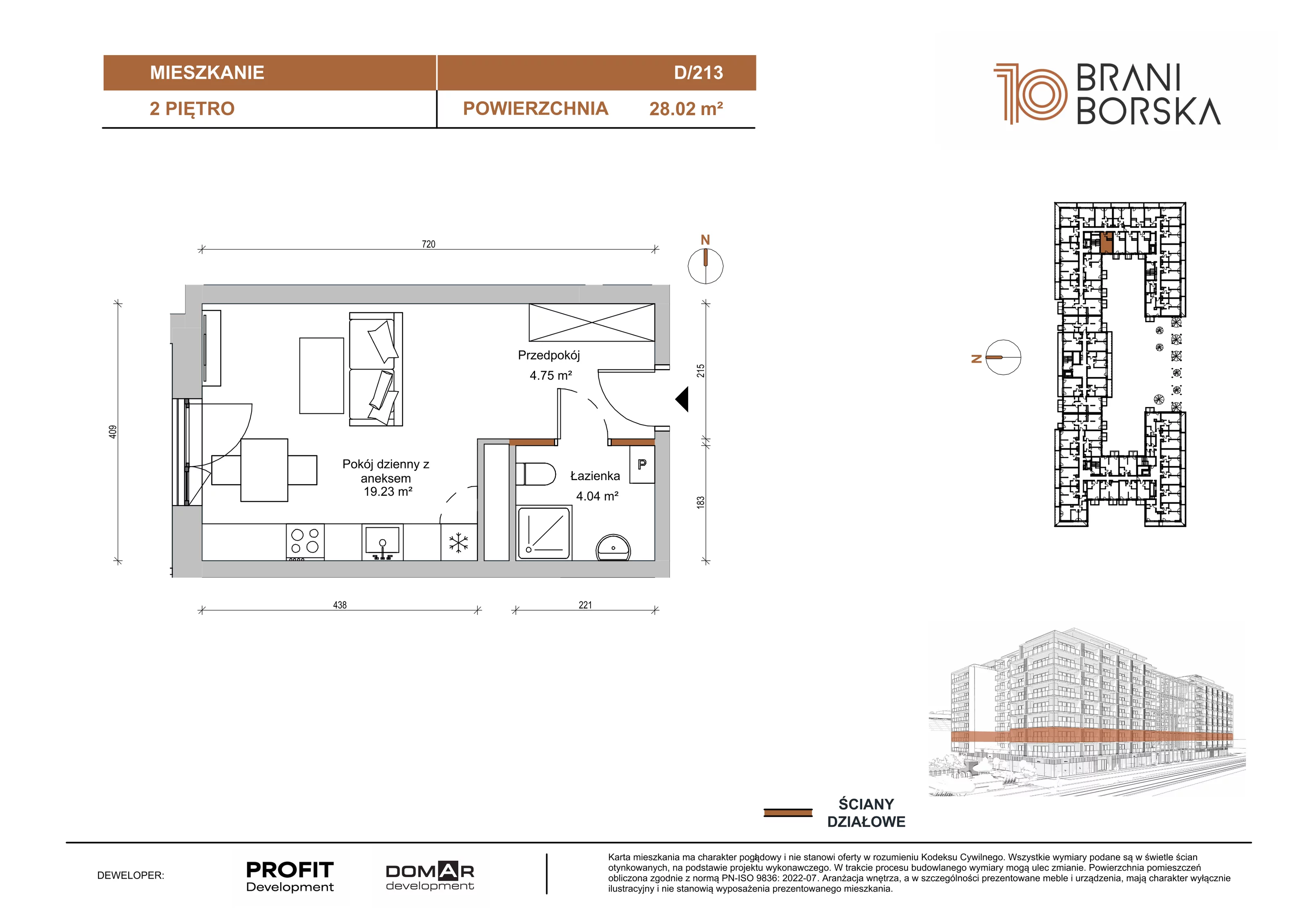 1 pokój, apartament 28,02 m², piętro 2, oferta nr BN10/D/213, Braniborska 10 , Wrocław, Stare Miasto, Śródmieście, ul. Braniborska 10E