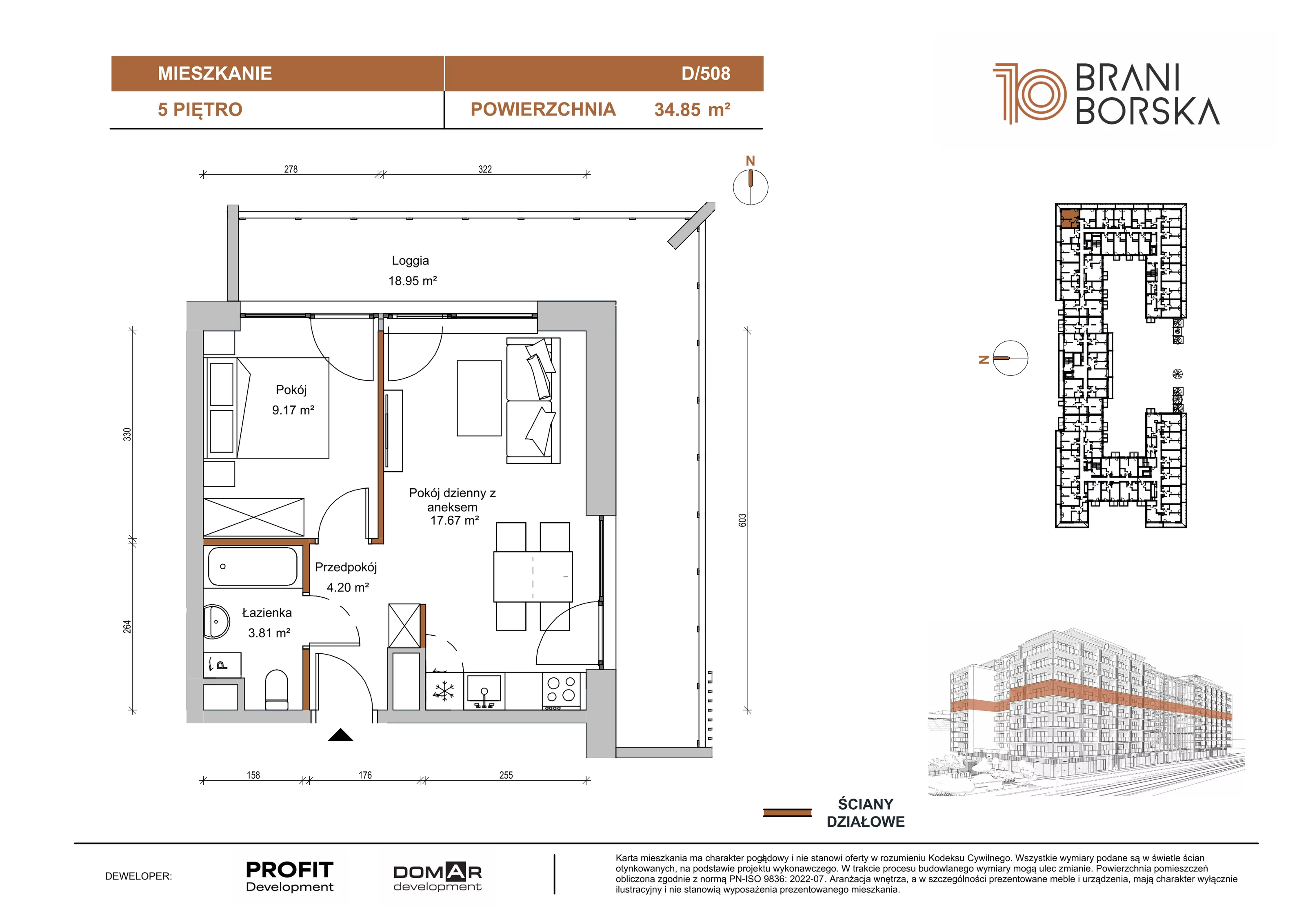 2 pokoje, apartament 34,85 m², piętro 5, oferta nr BN10/D/508, Braniborska 10 , Wrocław, Stare Miasto, Śródmieście, ul. Braniborska 10E