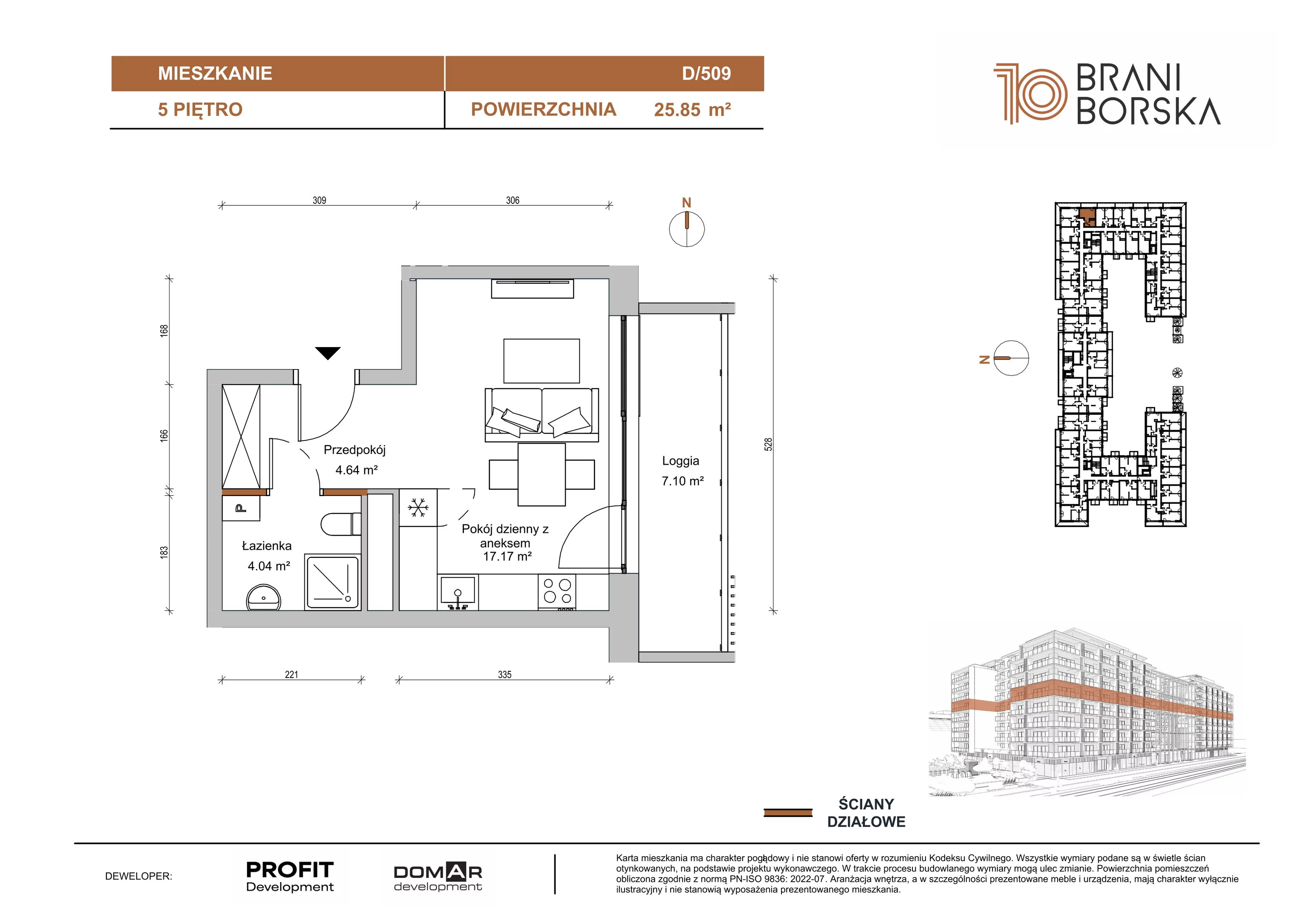 1 pokój, apartament 25,85 m², piętro 5, oferta nr BN10/D/509, Braniborska 10 , Wrocław, Stare Miasto, Śródmieście, ul. Braniborska 10E