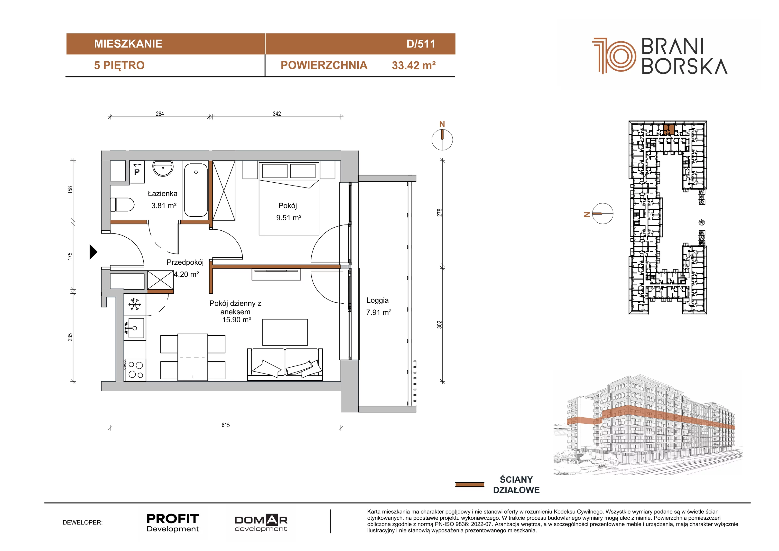 2 pokoje, apartament 33,42 m², piętro 5, oferta nr BN10/D/511, Braniborska 10 , Wrocław, Stare Miasto, Śródmieście, ul. Braniborska 10E