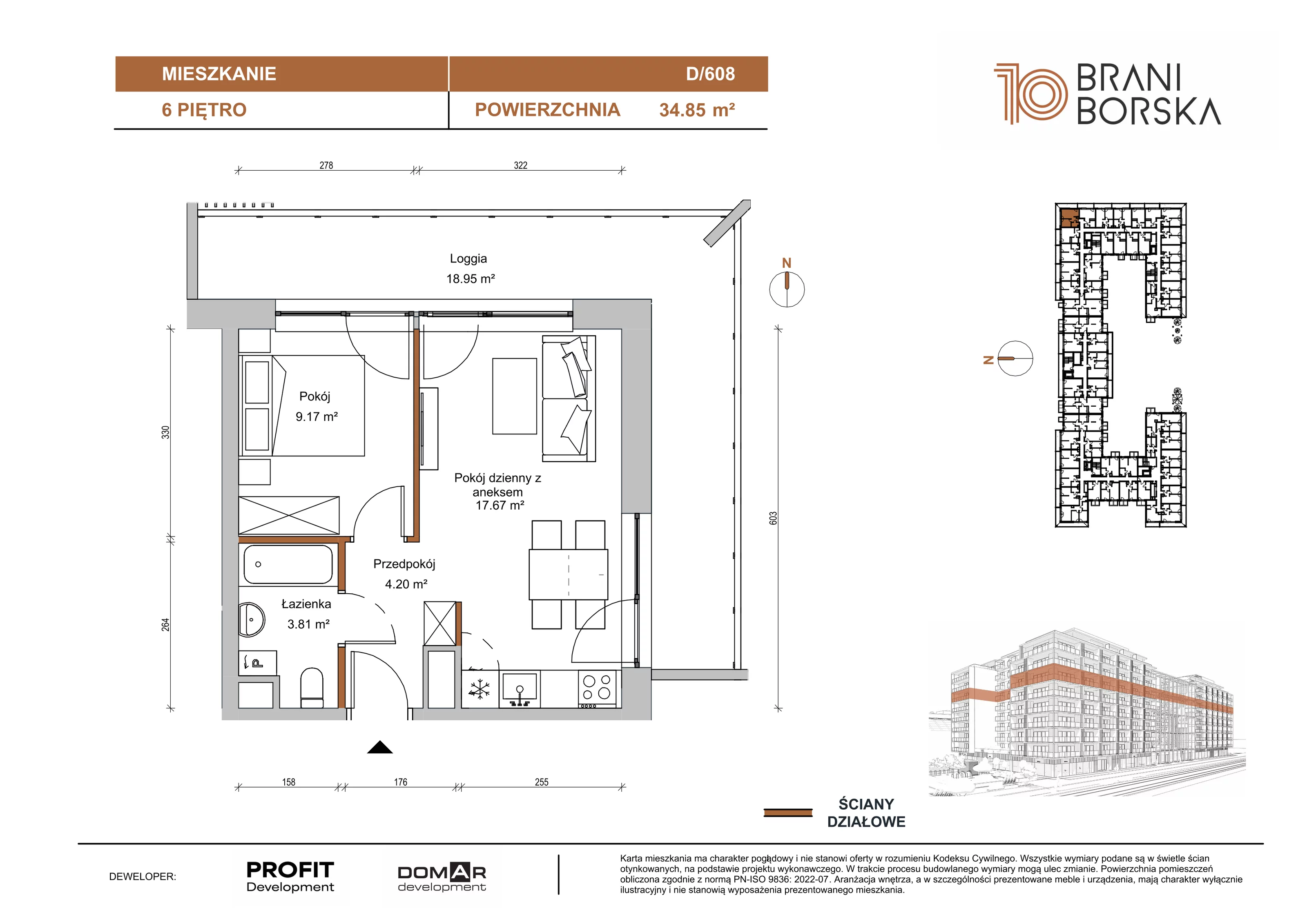 2 pokoje, apartament 34,85 m², piętro 6, oferta nr BN10/D/608, Braniborska 10 , Wrocław, Stare Miasto, Śródmieście, ul. Braniborska 10E