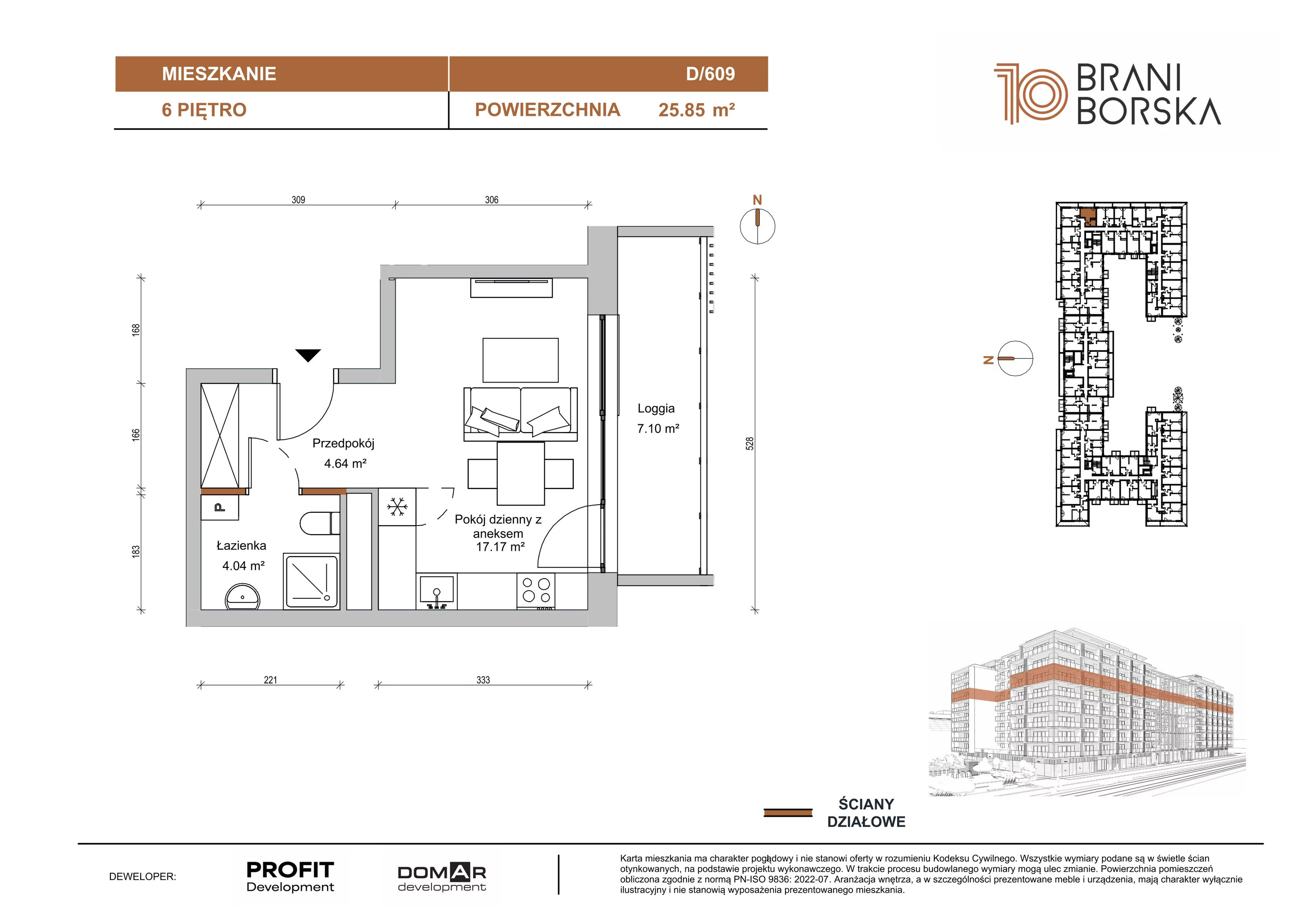 1 pokój, apartament 25,85 m², piętro 6, oferta nr BN10/D/609, Braniborska 10 , Wrocław, Stare Miasto, Śródmieście, ul. Braniborska 10E