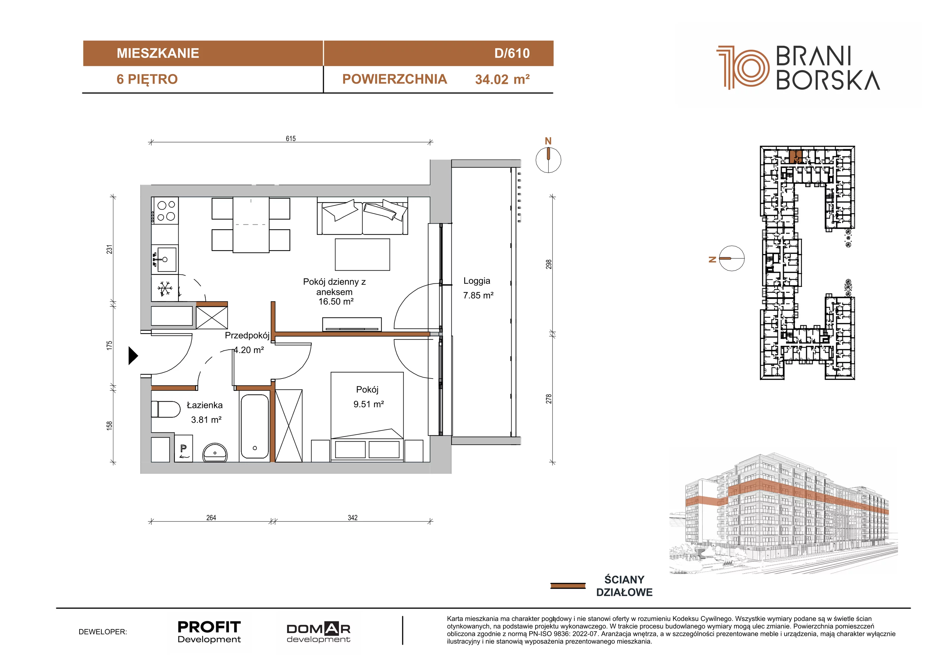 2 pokoje, apartament 34,02 m², piętro 6, oferta nr BN10/D/610, Braniborska 10 , Wrocław, Stare Miasto, Śródmieście, ul. Braniborska 10E