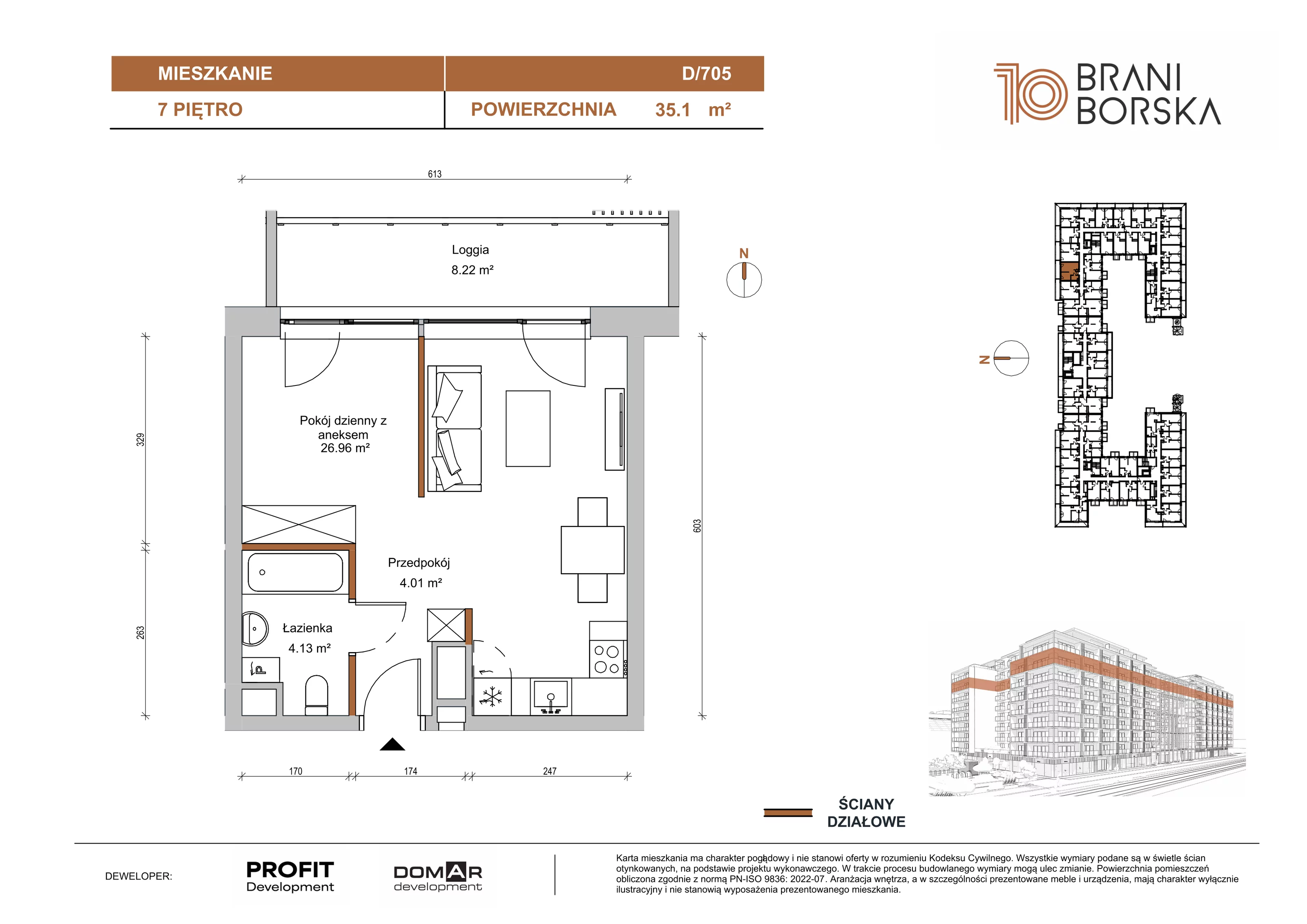 1 pokój, apartament 35,10 m², piętro 7, oferta nr BN10/D/705, Braniborska 10 , Wrocław, Stare Miasto, Śródmieście, ul. Braniborska 10E