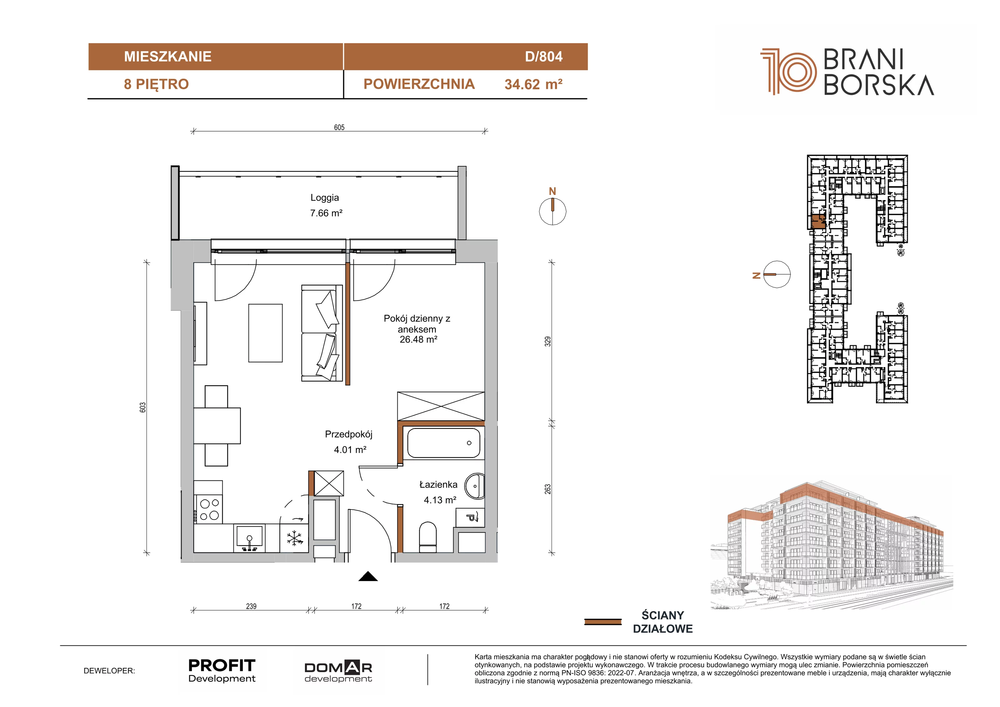 1 pokój, apartament 34,62 m², piętro 8, oferta nr BN10/D/804, Braniborska 10 , Wrocław, Stare Miasto, Śródmieście, ul. Braniborska 10E