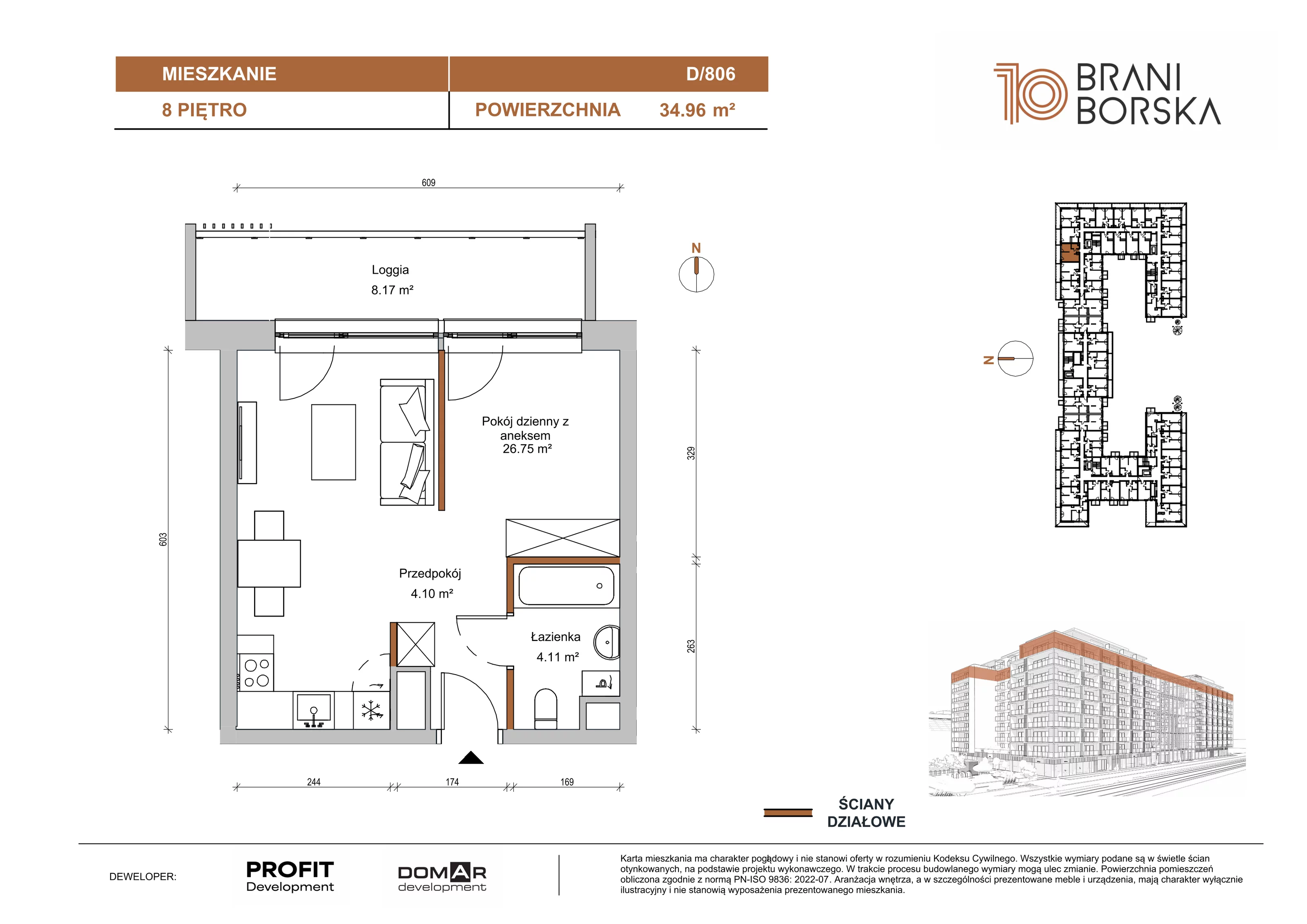 1 pokój, apartament 34,96 m², piętro 8, oferta nr BN10/D/806, Braniborska 10 , Wrocław, Stare Miasto, Śródmieście, ul. Braniborska 10E