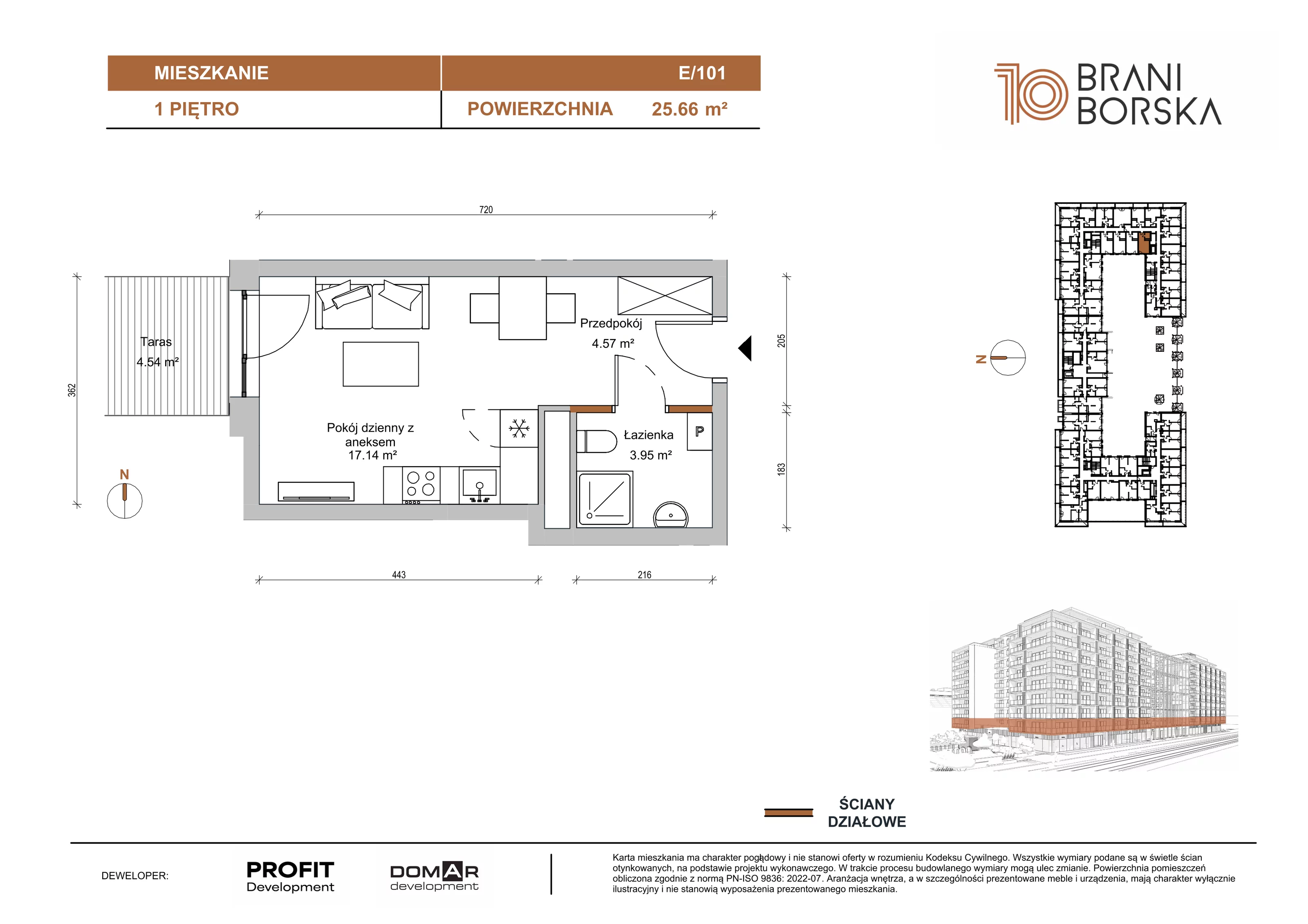 1 pokój, apartament 25,66 m², piętro 1, oferta nr BN10/E/101, Braniborska 10 , Wrocław, Stare Miasto, Śródmieście, ul. Braniborska 10E