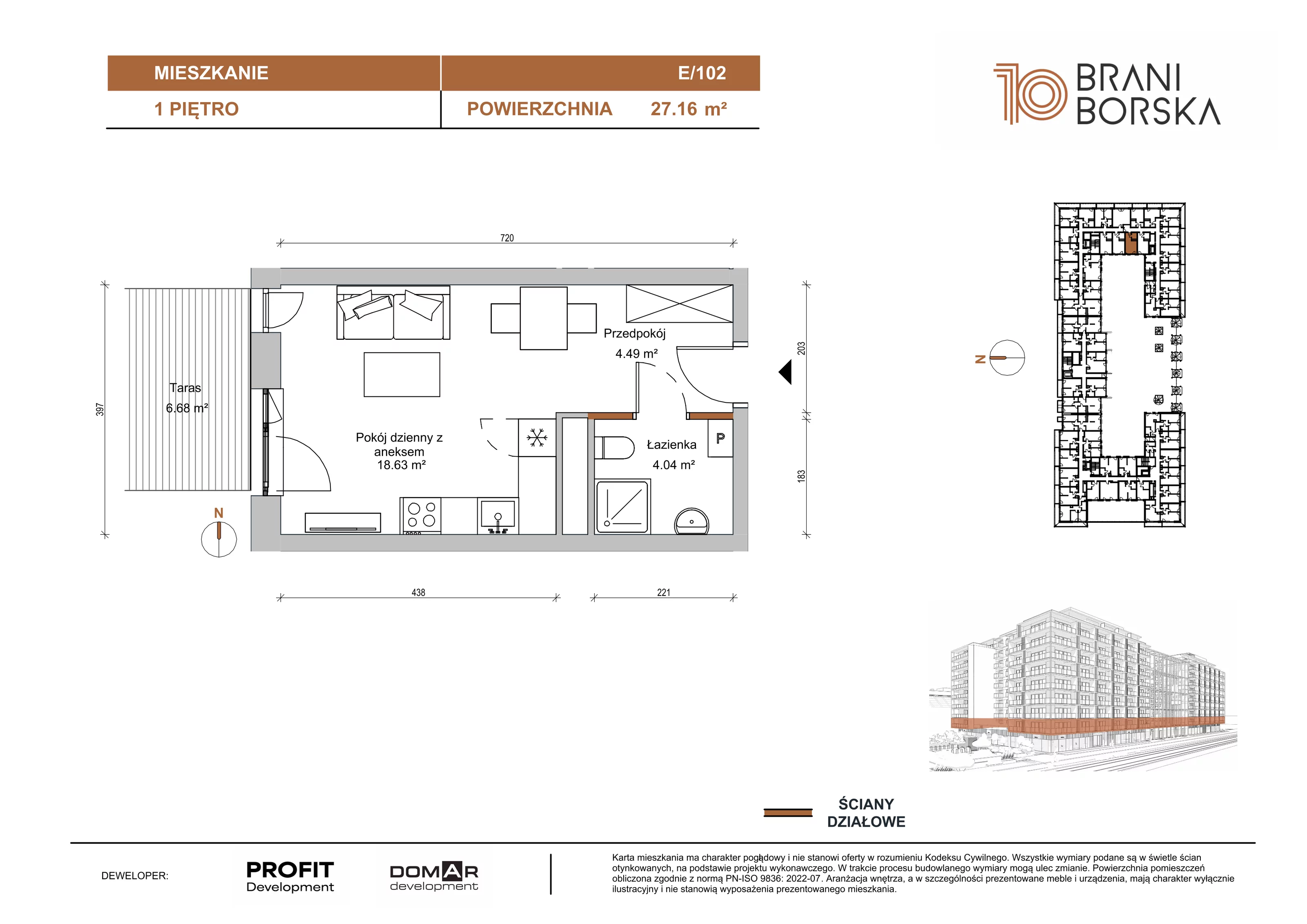 1 pokój, apartament 27,16 m², piętro 1, oferta nr BN10/E/102, Braniborska 10 , Wrocław, Stare Miasto, Śródmieście, ul. Braniborska 10E