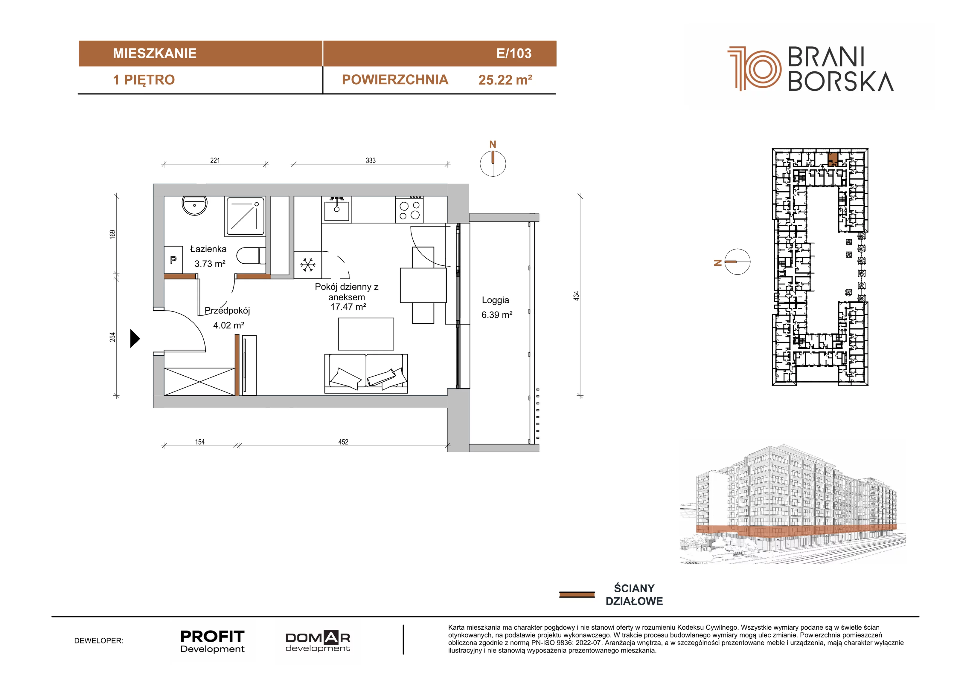 1 pokój, apartament 25,22 m², piętro 1, oferta nr BN10/E/103, Braniborska 10 , Wrocław, Stare Miasto, Śródmieście, ul. Braniborska 10E