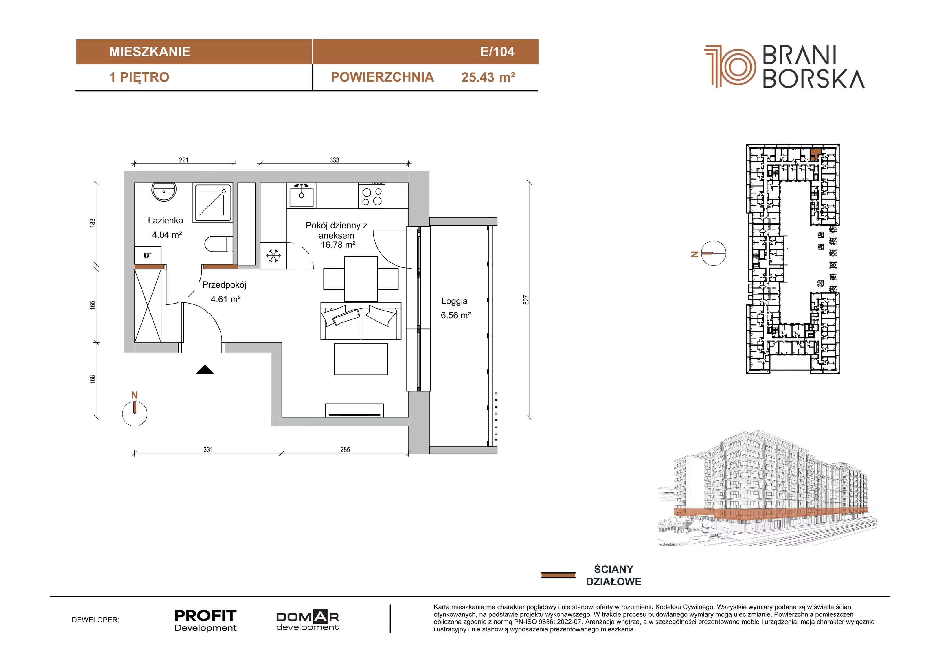 1 pokój, apartament 25,43 m², piętro 1, oferta nr BN10/E/104, Braniborska 10 , Wrocław, Stare Miasto, Śródmieście, ul. Braniborska 10E