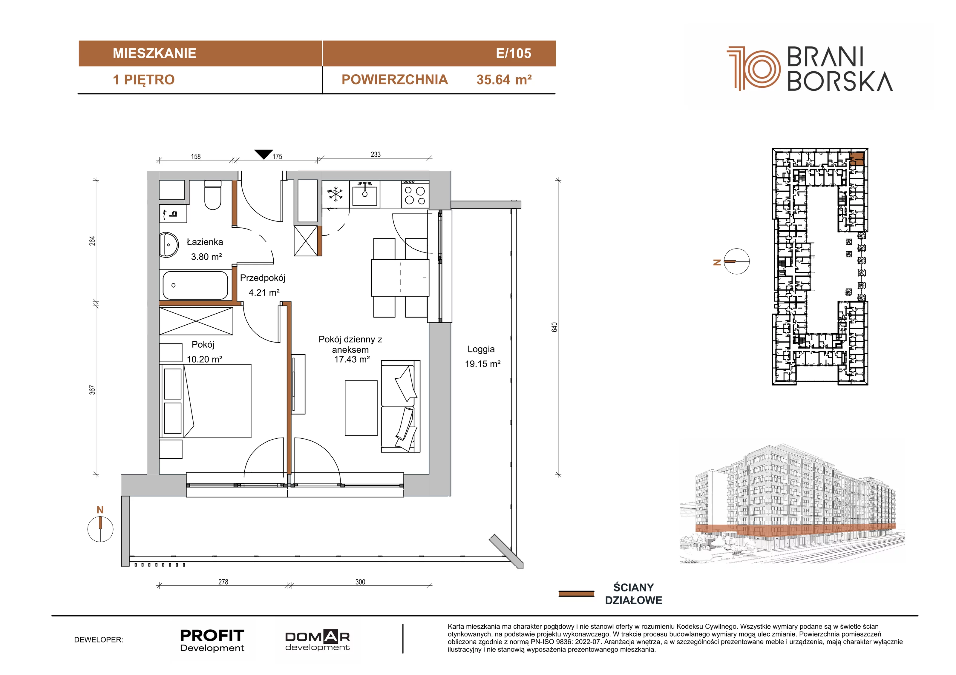 2 pokoje, apartament 35,64 m², piętro 1, oferta nr BN10/E/105, Braniborska 10 , Wrocław, Stare Miasto, Śródmieście, ul. Braniborska 10E