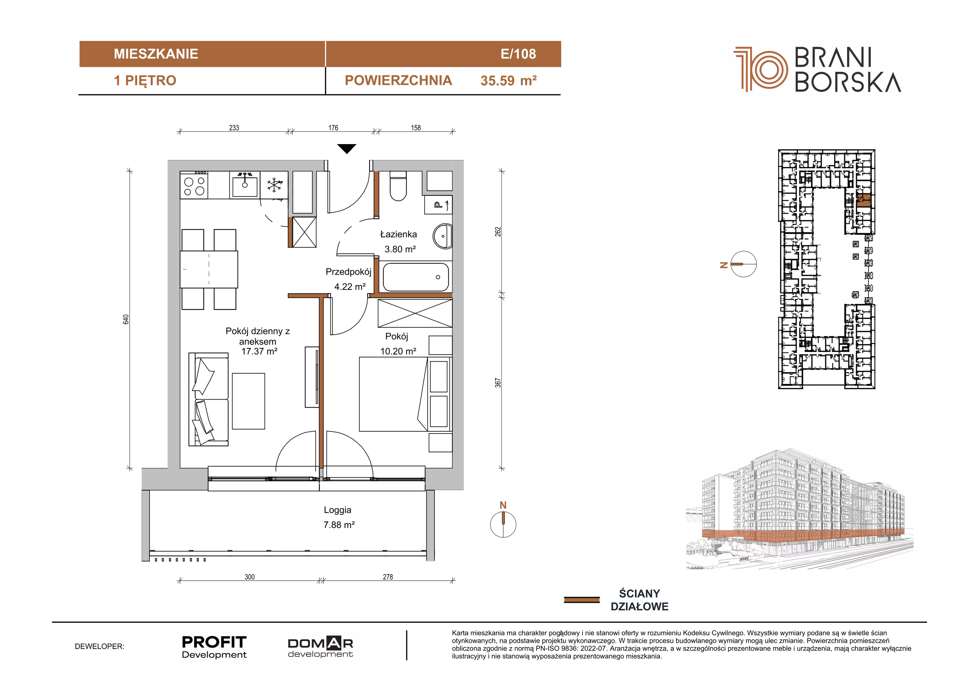 2 pokoje, apartament 35,59 m², piętro 1, oferta nr BN10/E/108, Braniborska 10 , Wrocław, Stare Miasto, Śródmieście, ul. Braniborska 10E