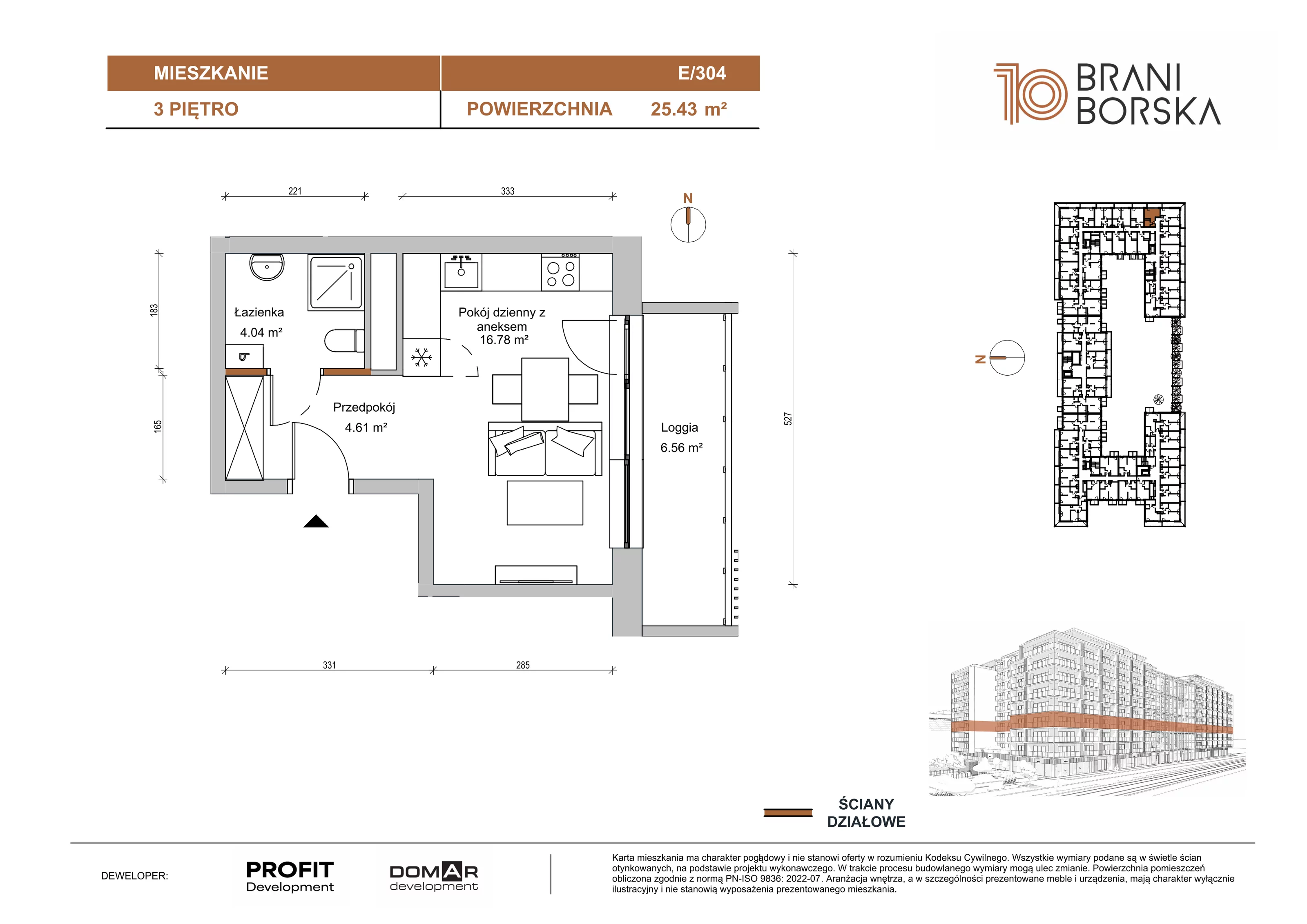 Mieszkanie 25,43 m², piętro 3, oferta nr BN10/E/304, Braniborska 10 , Wrocław, Stare Miasto, Śródmieście, ul. Braniborska 10E