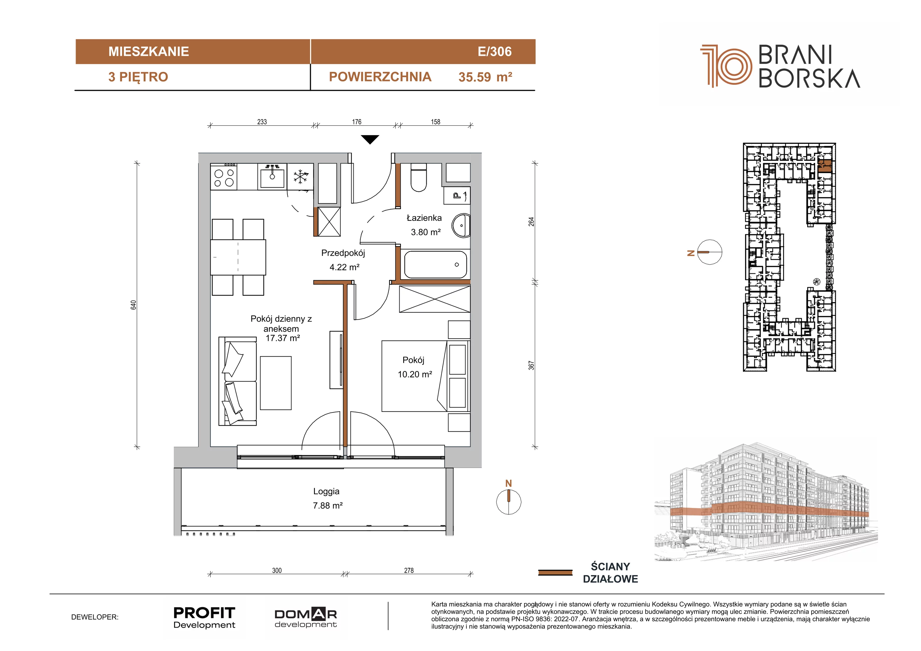 2 pokoje, apartament 35,59 m², piętro 3, oferta nr BN10/E/306, Braniborska 10 , Wrocław, Stare Miasto, Śródmieście, ul. Braniborska 10E