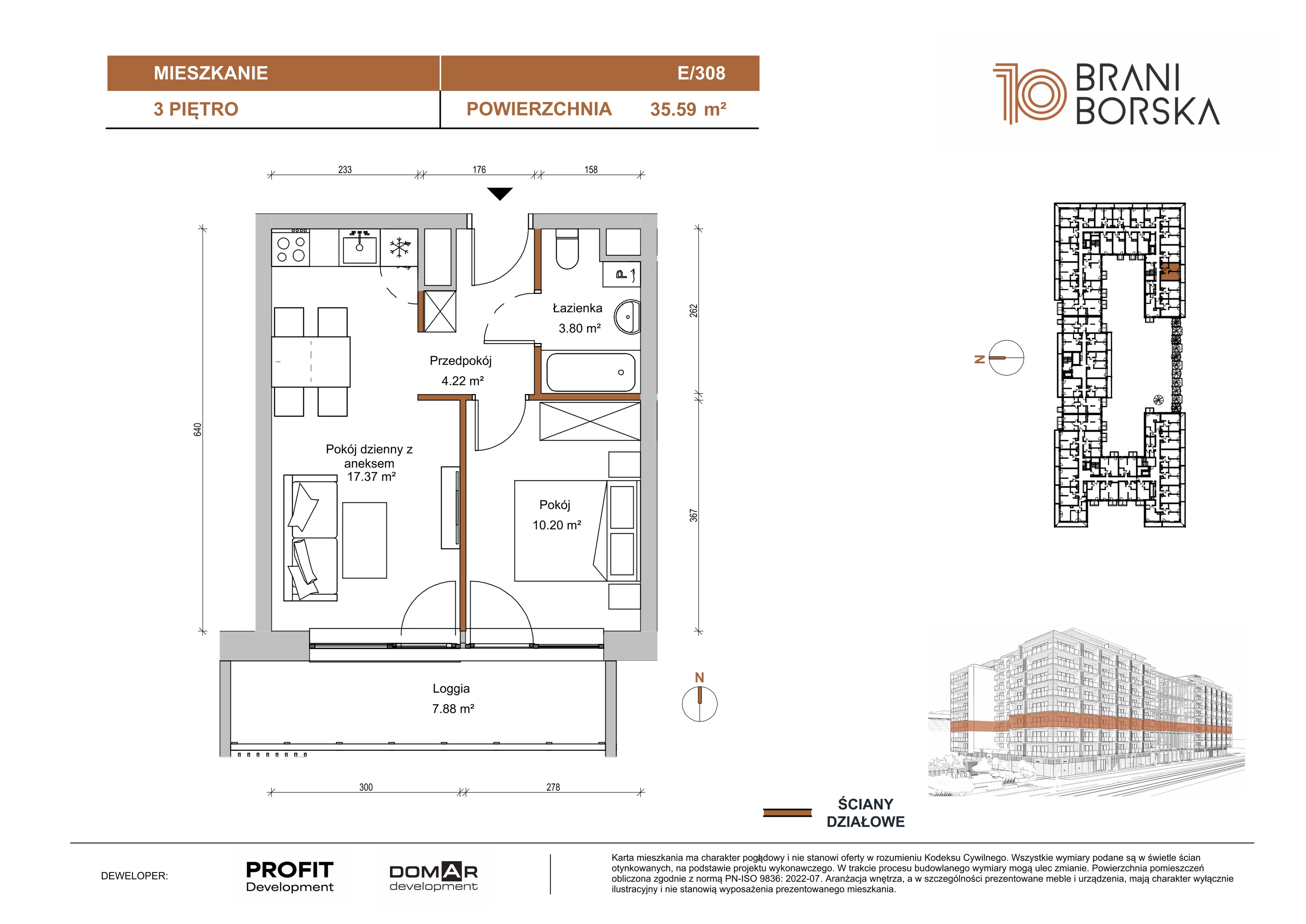 2 pokoje, apartament 35,59 m², piętro 3, oferta nr BN10/E/308, Braniborska 10 , Wrocław, Stare Miasto, Śródmieście, ul. Braniborska 10E