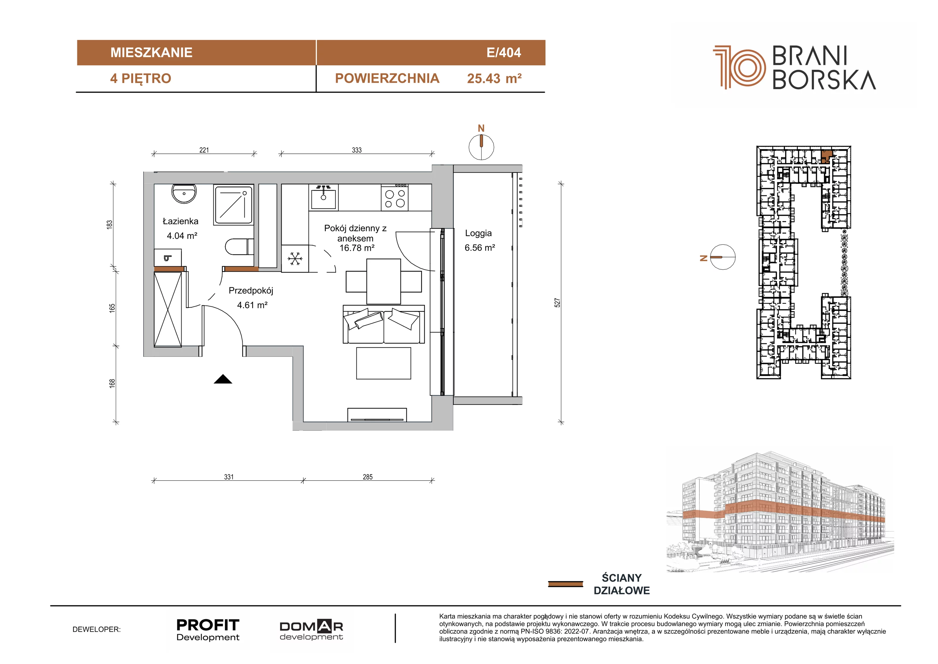 Mieszkanie 25,43 m², piętro 4, oferta nr BN10/E/404, Braniborska 10 , Wrocław, Stare Miasto, Śródmieście, ul. Braniborska 10E