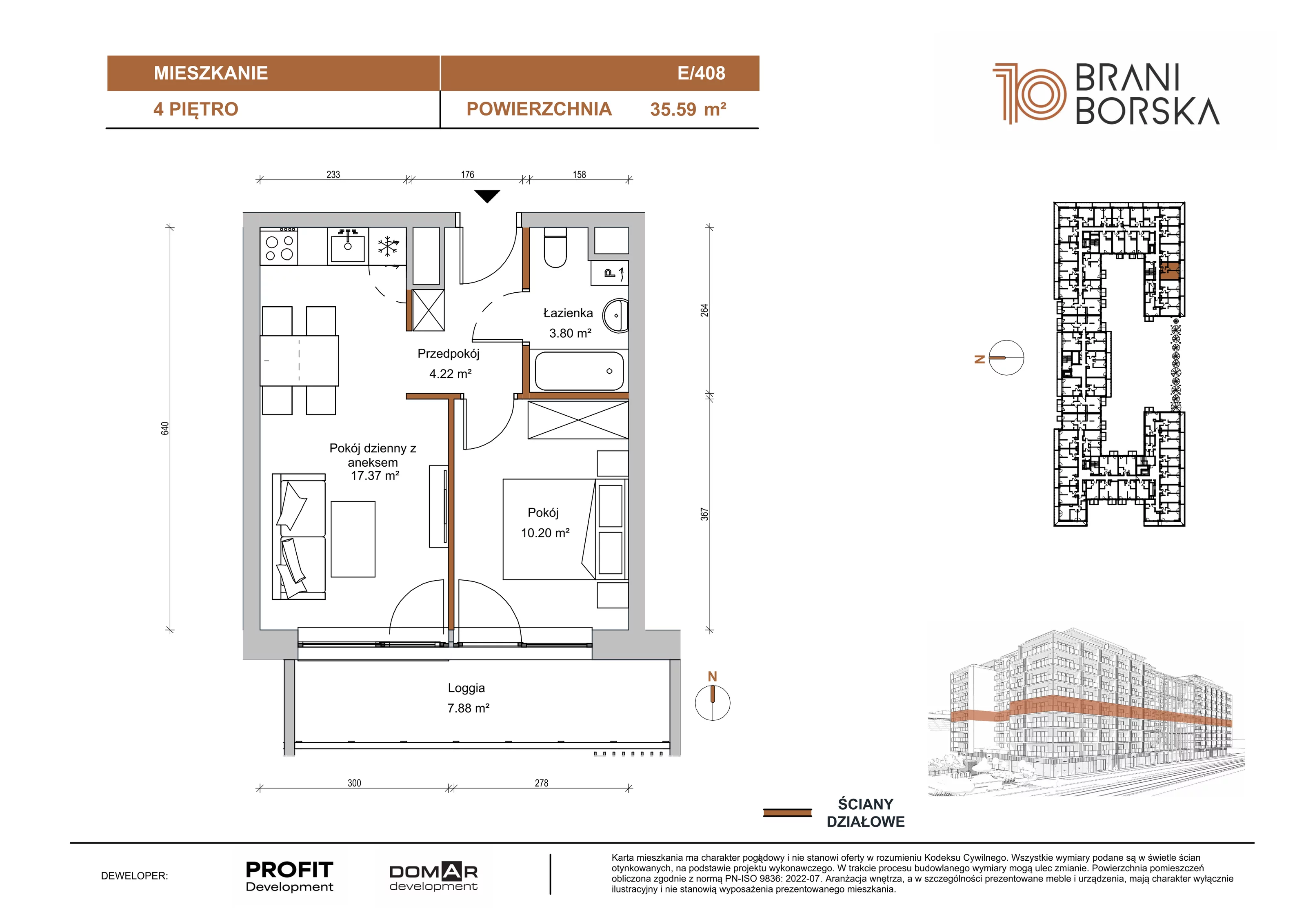 2 pokoje, apartament 35,59 m², piętro 4, oferta nr BN10/E/408, Braniborska 10 , Wrocław, Stare Miasto, Śródmieście, ul. Braniborska 10E