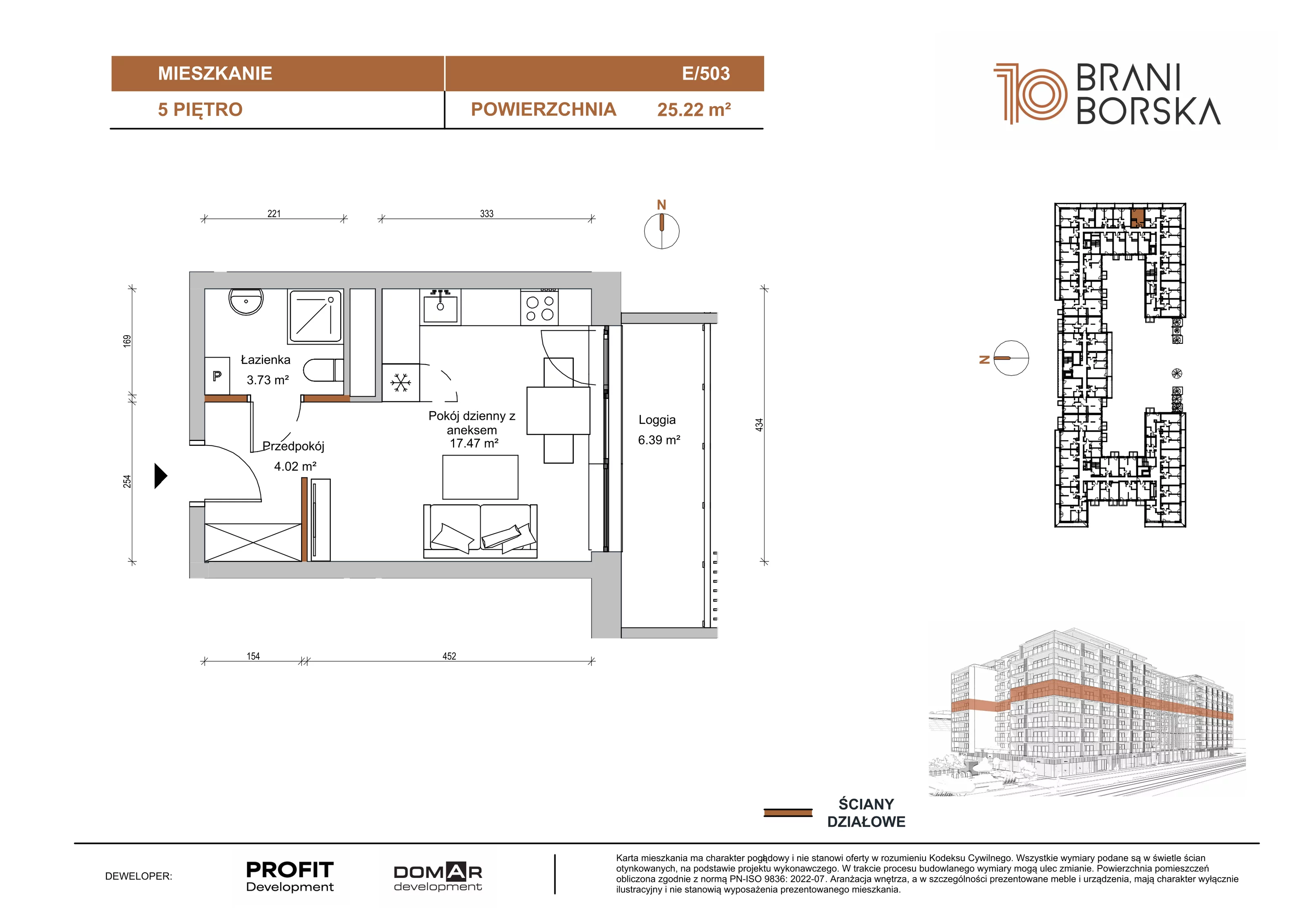 1 pokój, apartament 25,22 m², piętro 5, oferta nr BN10/E/503, Braniborska 10 , Wrocław, Stare Miasto, Śródmieście, ul. Braniborska 10E