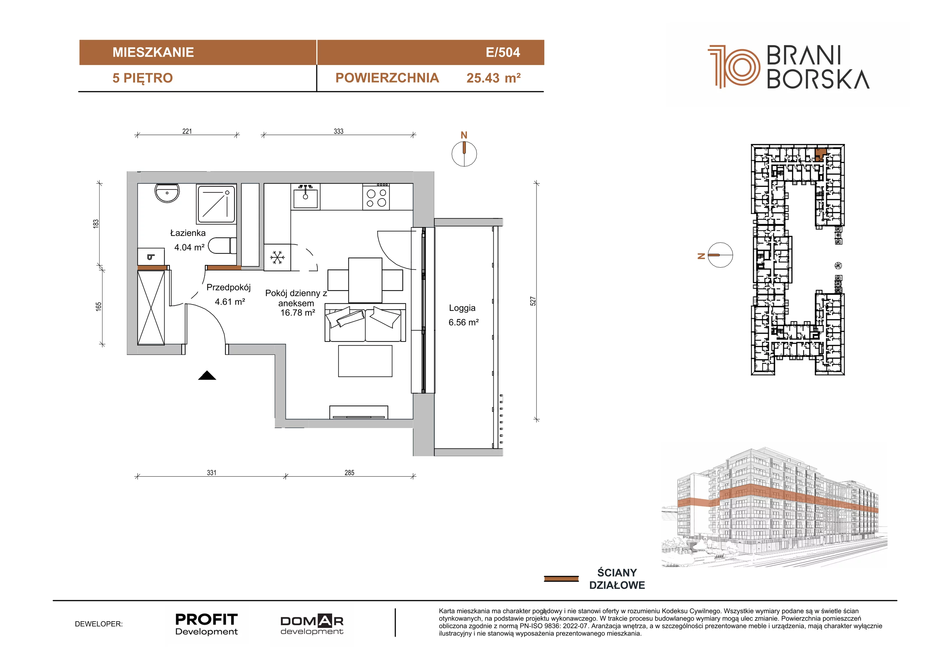 1 pokój, apartament 25,43 m², piętro 5, oferta nr BN10/E/504, Braniborska 10 , Wrocław, Stare Miasto, Śródmieście, ul. Braniborska 10E