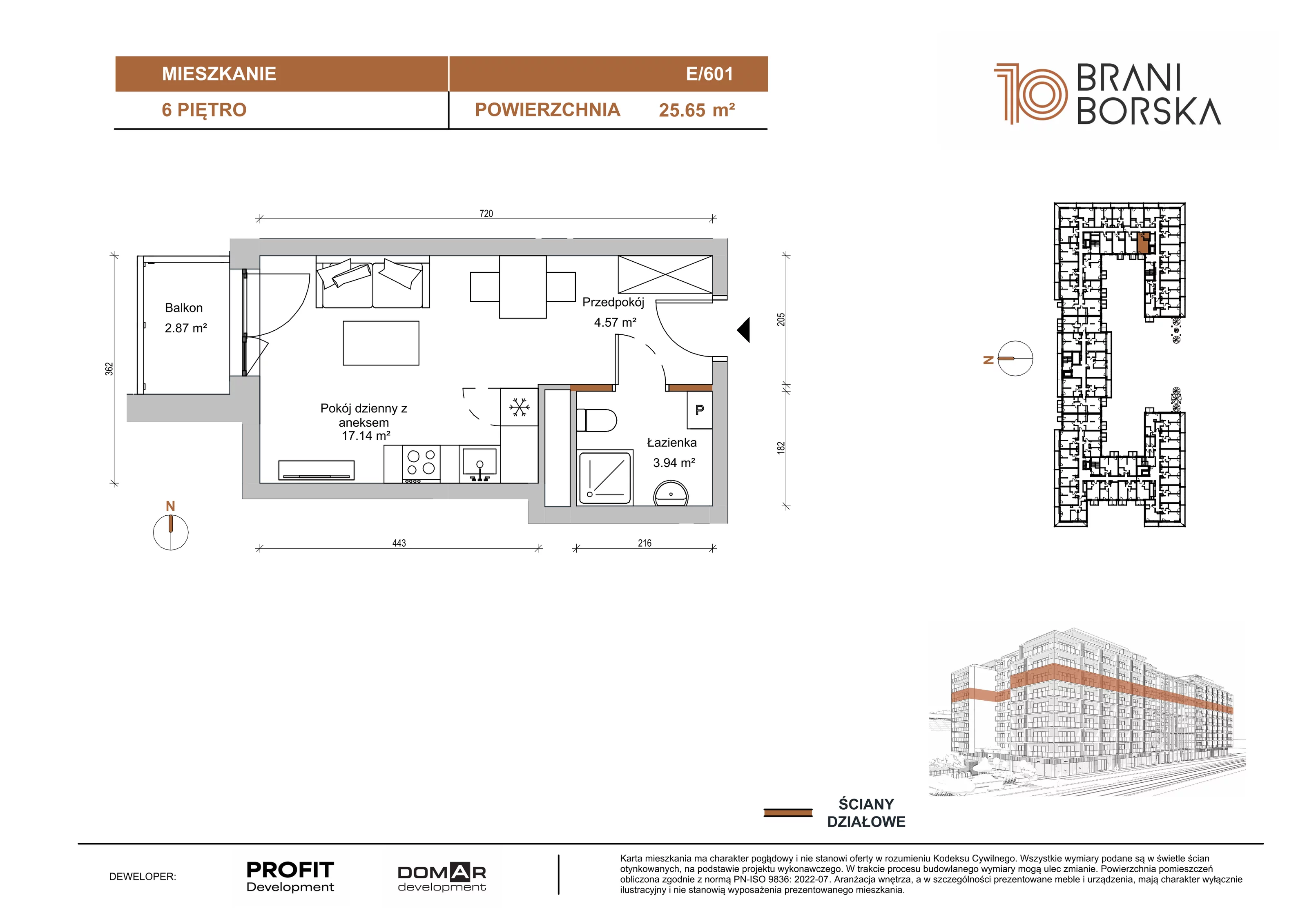 1 pokój, apartament 25,65 m², piętro 6, oferta nr BN10/E/601, Braniborska 10 , Wrocław, Stare Miasto, Śródmieście, ul. Braniborska 10E