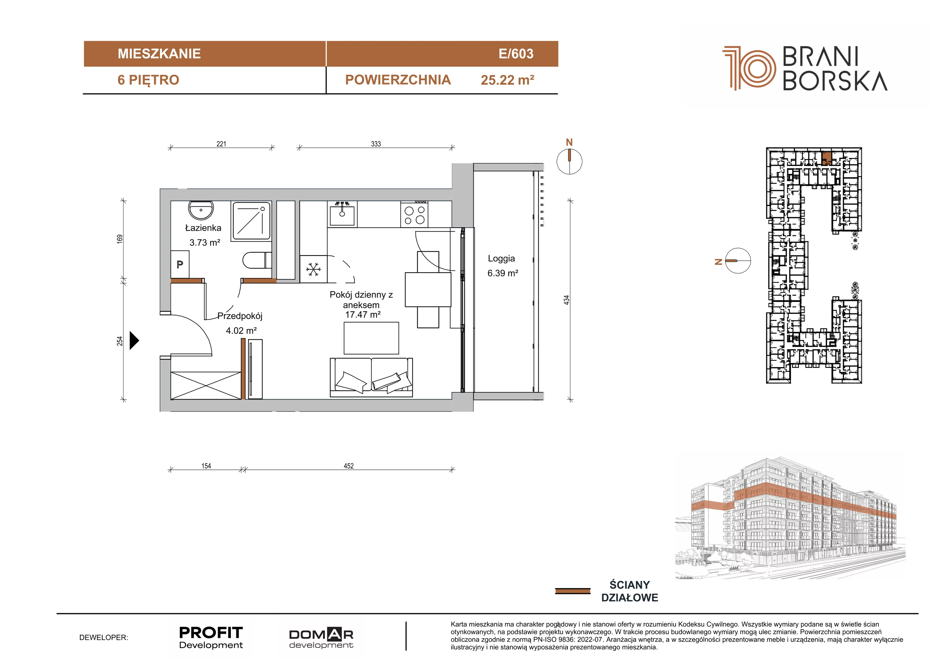 Mieszkanie 25,22 m², piętro 6, oferta nr BN10/E/603, Braniborska 10 , Wrocław, Stare Miasto, Śródmieście, ul. Braniborska 10E