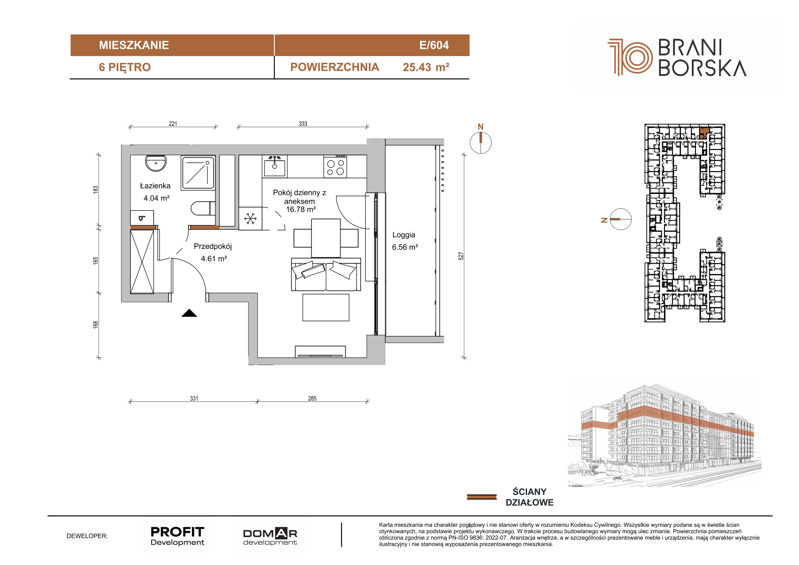 Mieszkanie 25,43 m², piętro 6, oferta nr BN10/E/604, Braniborska 10 , Wrocław, Stare Miasto, Śródmieście, ul. Braniborska 10E