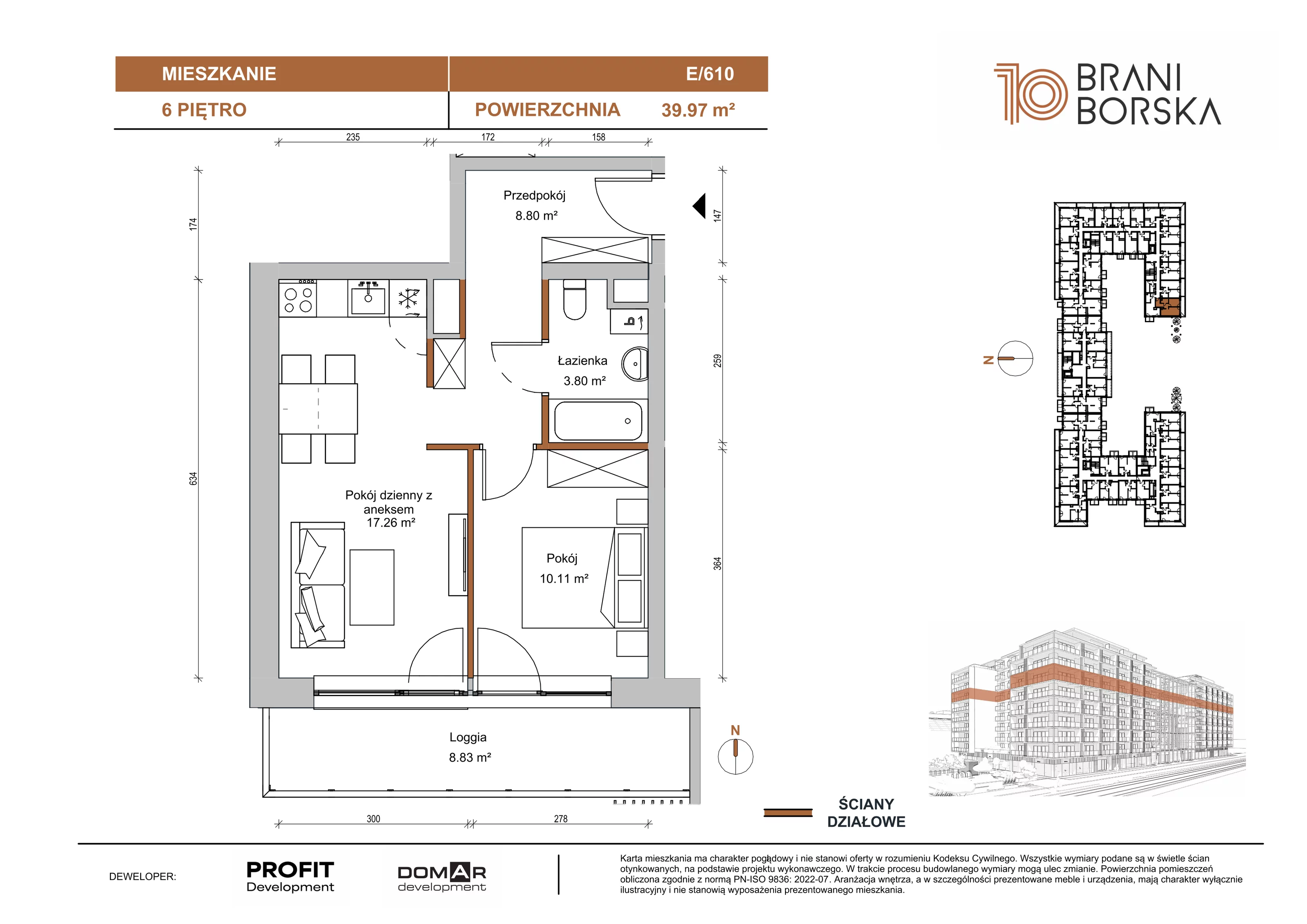 2 pokoje, apartament 39,96 m², piętro 6, oferta nr BN10/E/610, Braniborska 10 , Wrocław, Stare Miasto, Śródmieście, ul. Braniborska 10E