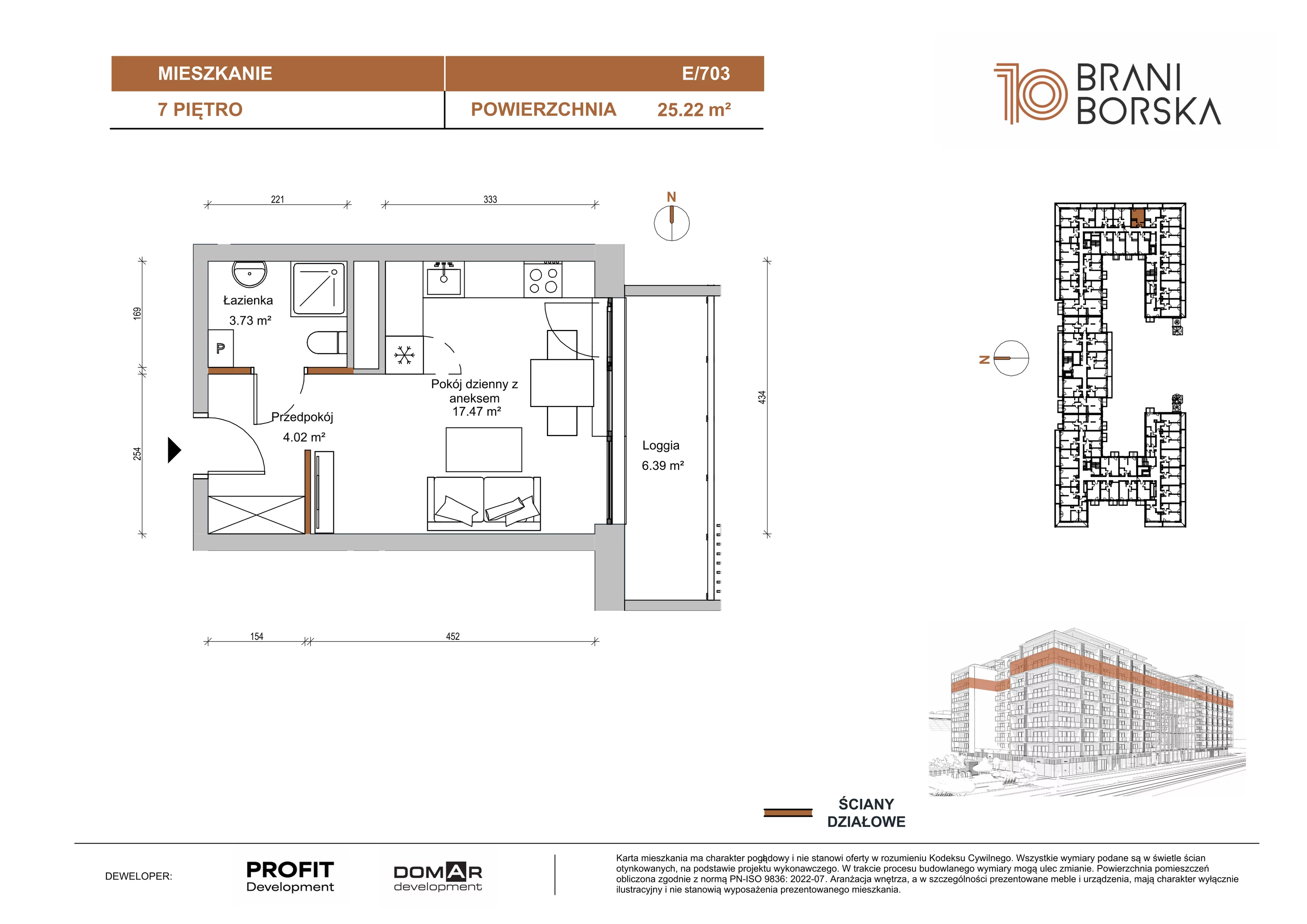 Mieszkanie 25,22 m², piętro 7, oferta nr BN10/E/703, Braniborska 10 , Wrocław, Stare Miasto, Śródmieście, ul. Braniborska 10E