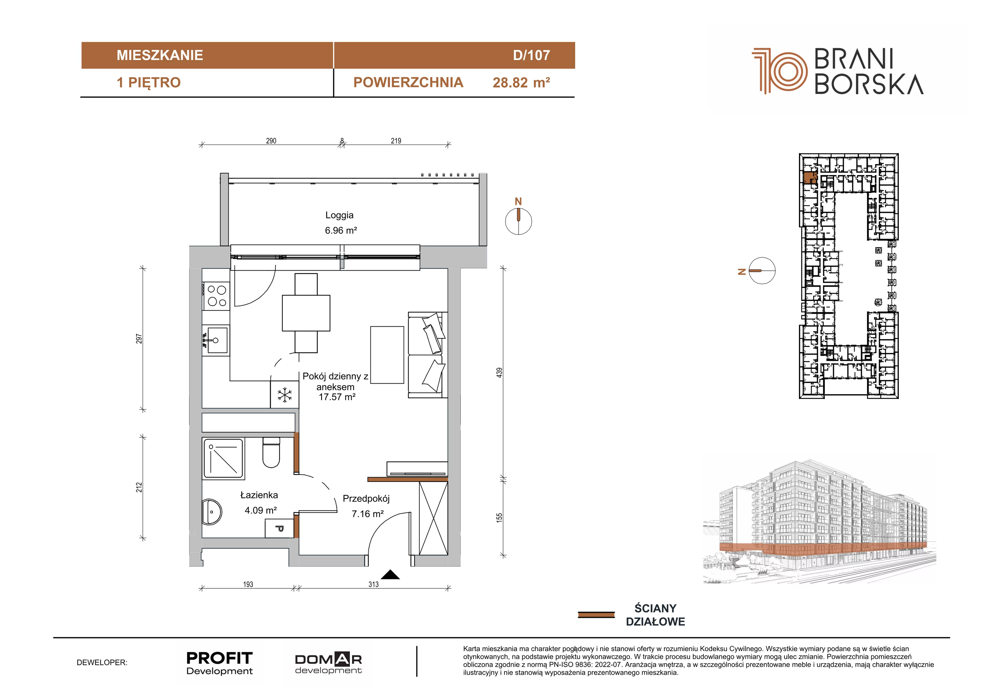 1 pokój, mieszkanie 28,82 m², piętro 1, oferta nr BN10/D/107, Braniborska 10 , Wrocław, Stare Miasto, Śródmieście, ul. Braniborska 10