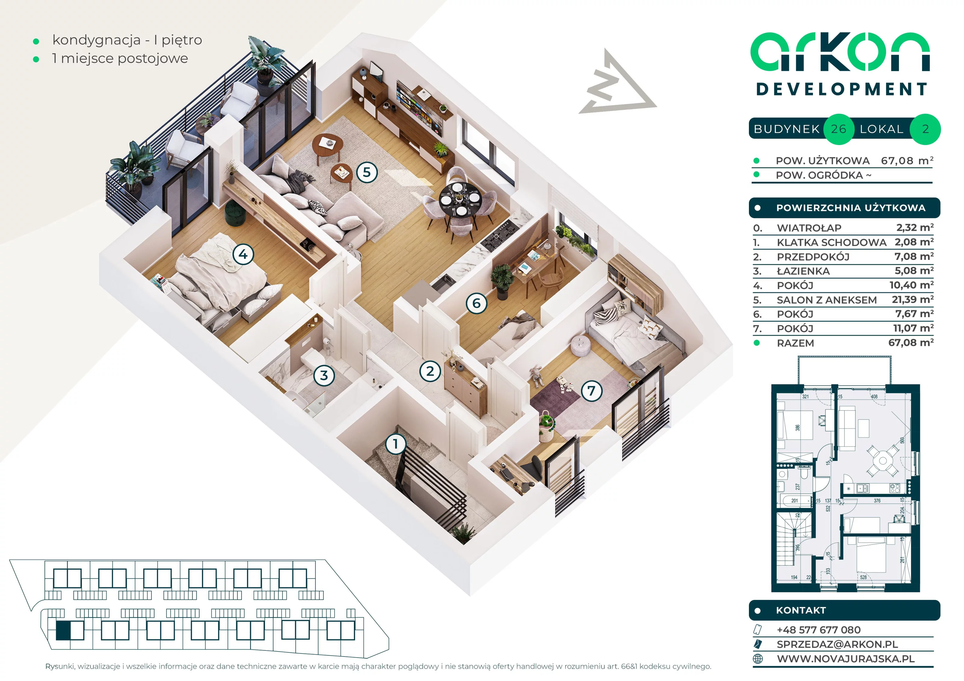 4 pokoje, mieszkanie 67,08 m², piętro 1, oferta nr 26/2, Nova Jurajska, Kraków, Modlnica, ul. Jurajska