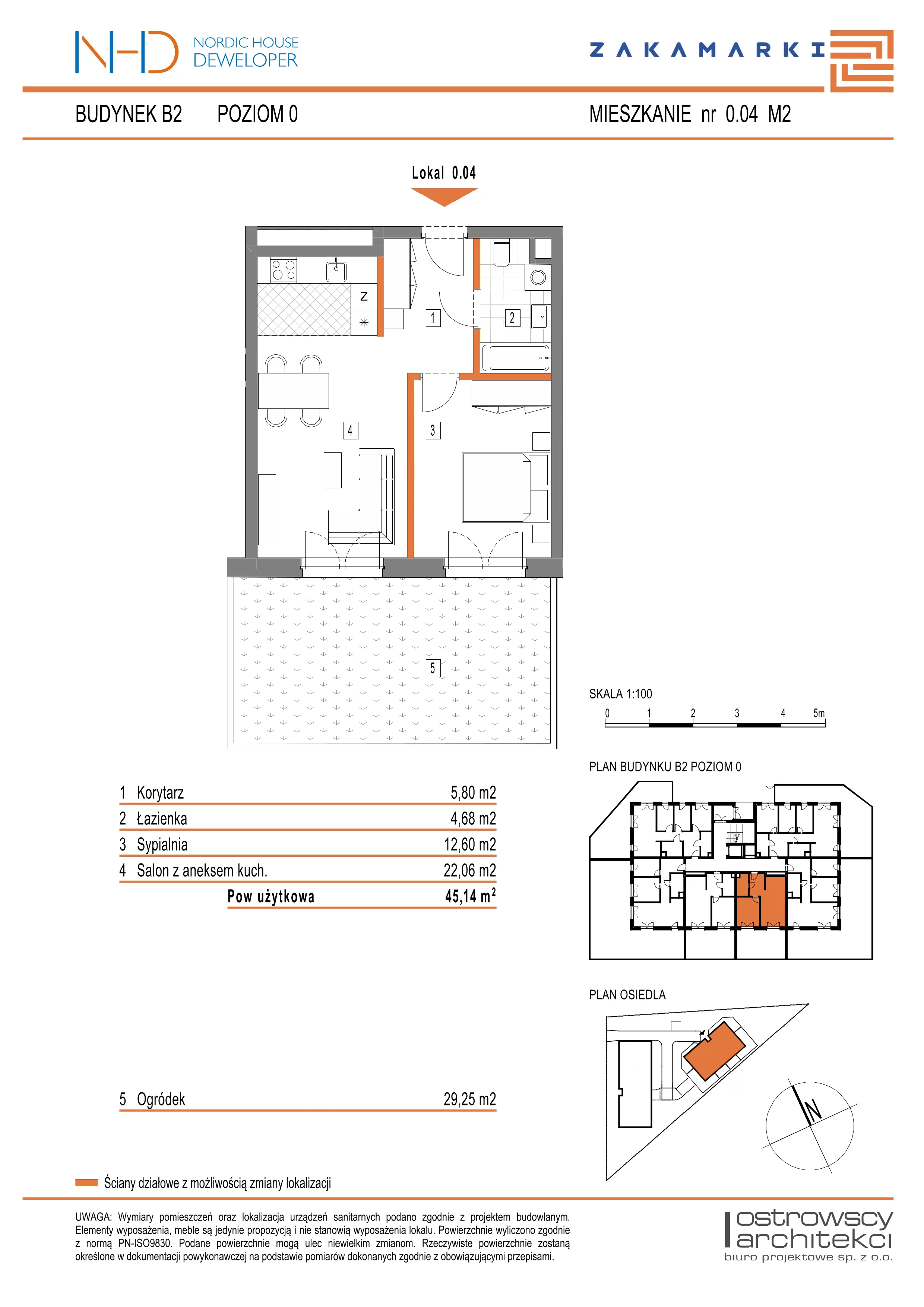 Mieszkanie 45,14 m², parter, oferta nr B2.0.04, Zakamarki, Marki, Aleja Marszałka Józefa Piłsudskiego 102