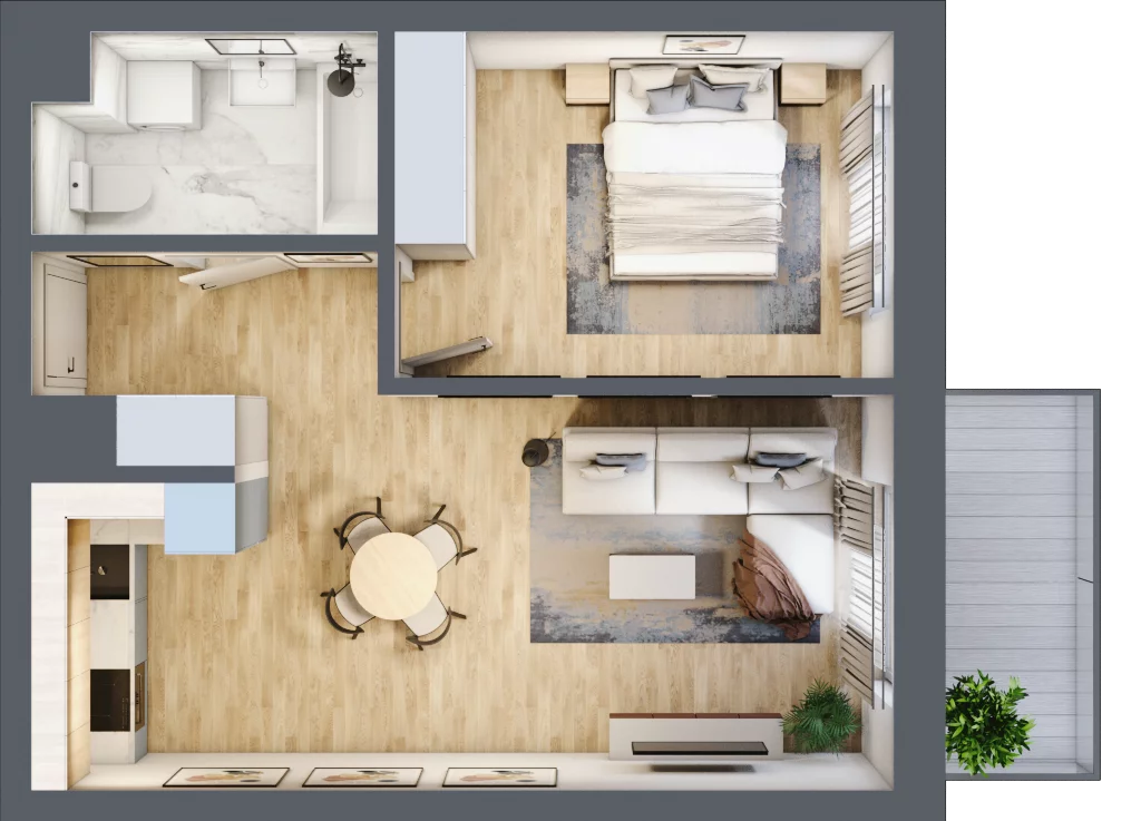 2 pokoje, mieszkanie 44,75 m², piętro 1, oferta nr B1.1.11, Zakamarki, Marki, Aleja Marszałka Józefa Piłsudskiego 102