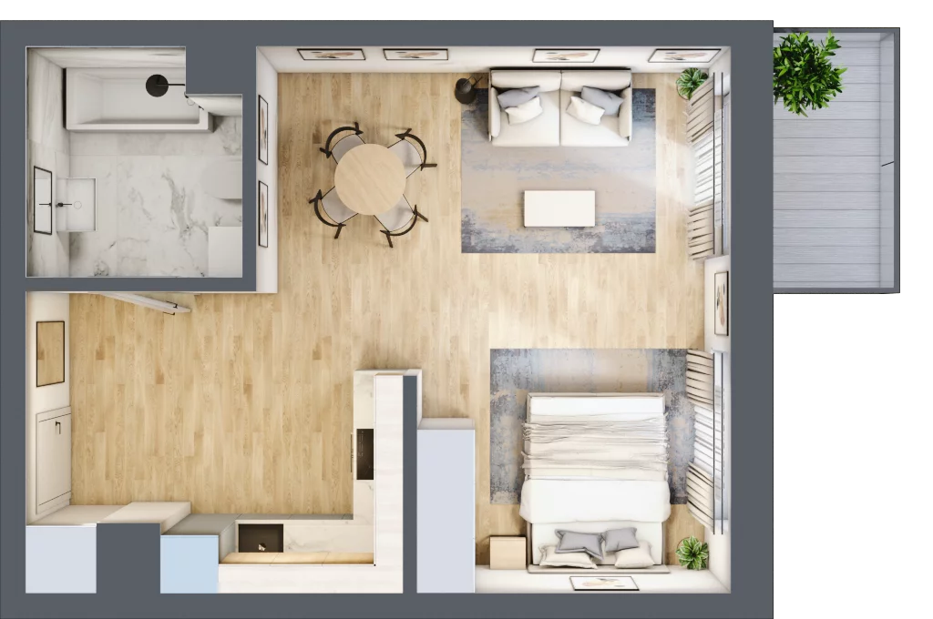 1 pokój, mieszkanie 39,78 m², piętro 2, oferta nr B1.2.10, Zakamarki, Marki, Aleja Marszałka Józefa Piłsudskiego 102