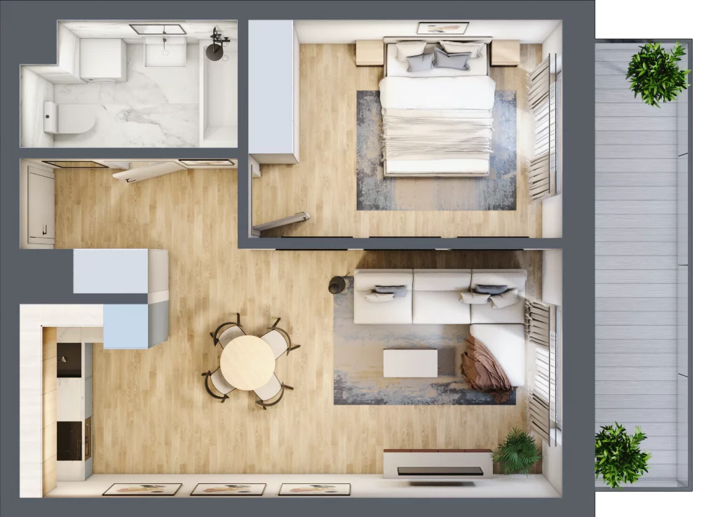 2 pokoje, mieszkanie 44,75 m², piętro 2, oferta nr B1.2.11, Zakamarki, Marki, Aleja Marszałka Józefa Piłsudskiego 102