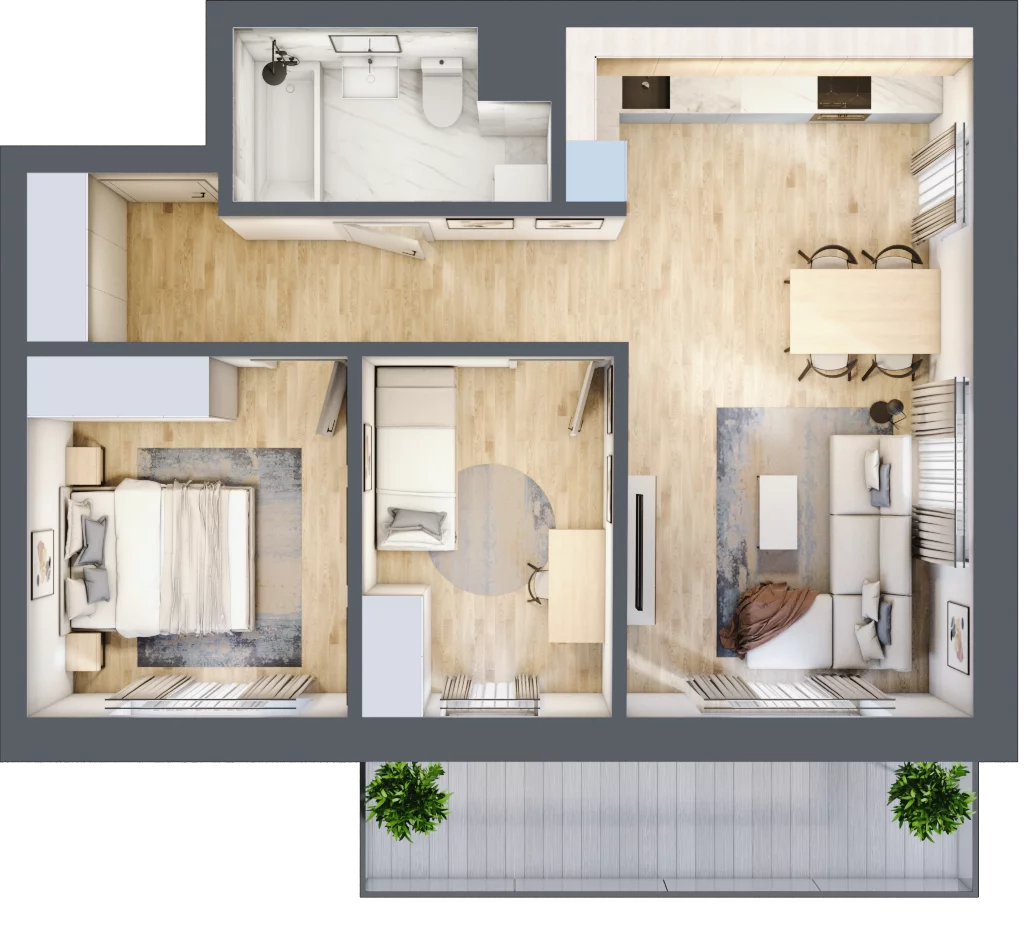 3 pokoje, mieszkanie 57,67 m², piętro 4, oferta nr B1.4.13, Zakamarki, Marki, Aleja Marszałka Józefa Piłsudskiego 102