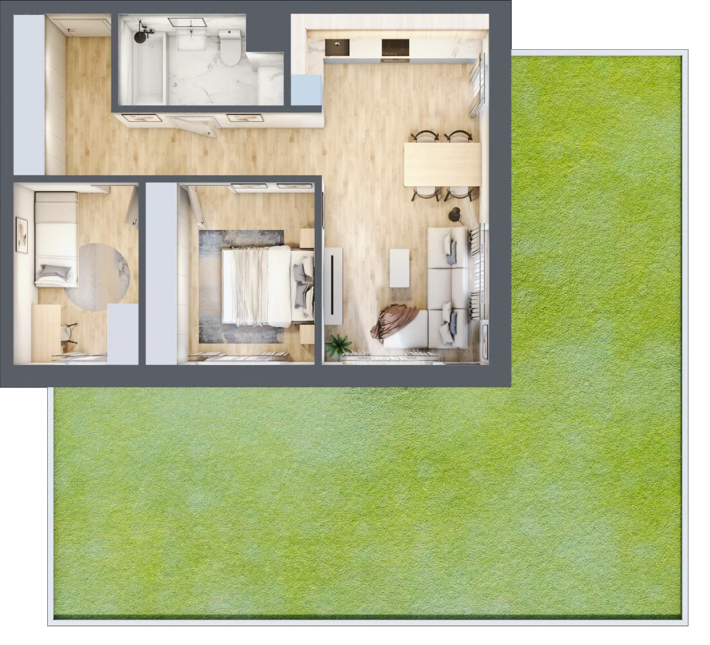 3 pokoje, mieszkanie 60,38 m², parter, oferta nr B2.0.06, Zakamarki, Marki, Aleja Marszałka Józefa Piłsudskiego 102