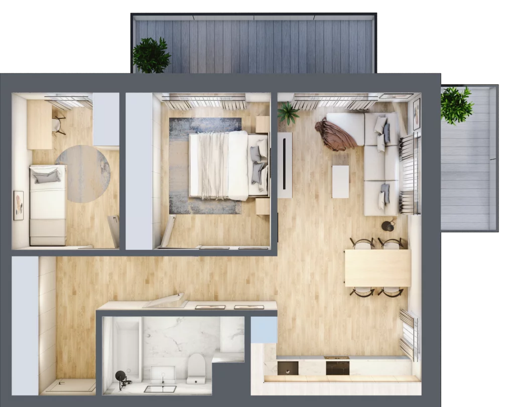 3 pokoje, mieszkanie 60,38 m², piętro 3, oferta nr B2.3.03, Zakamarki, Marki, Aleja Marszałka Józefa Piłsudskiego 102