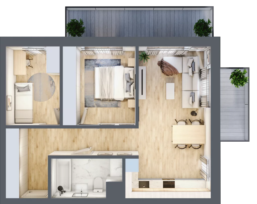 3 pokoje, mieszkanie 60,38 m², piętro 4, oferta nr B2.4.03, Zakamarki, Marki, Aleja Marszałka Józefa Piłsudskiego 102