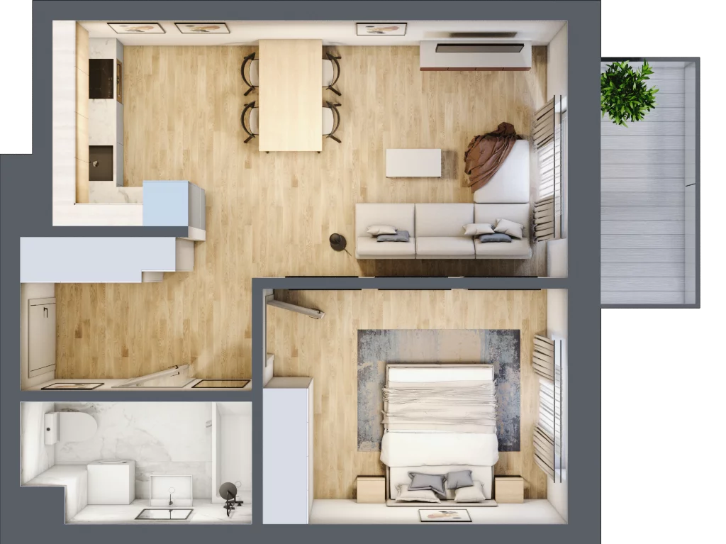 2 pokoje, mieszkanie 45,14 m², piętro 4, oferta nr B2.4.04, Zakamarki, Marki, Aleja Marszałka Józefa Piłsudskiego 102