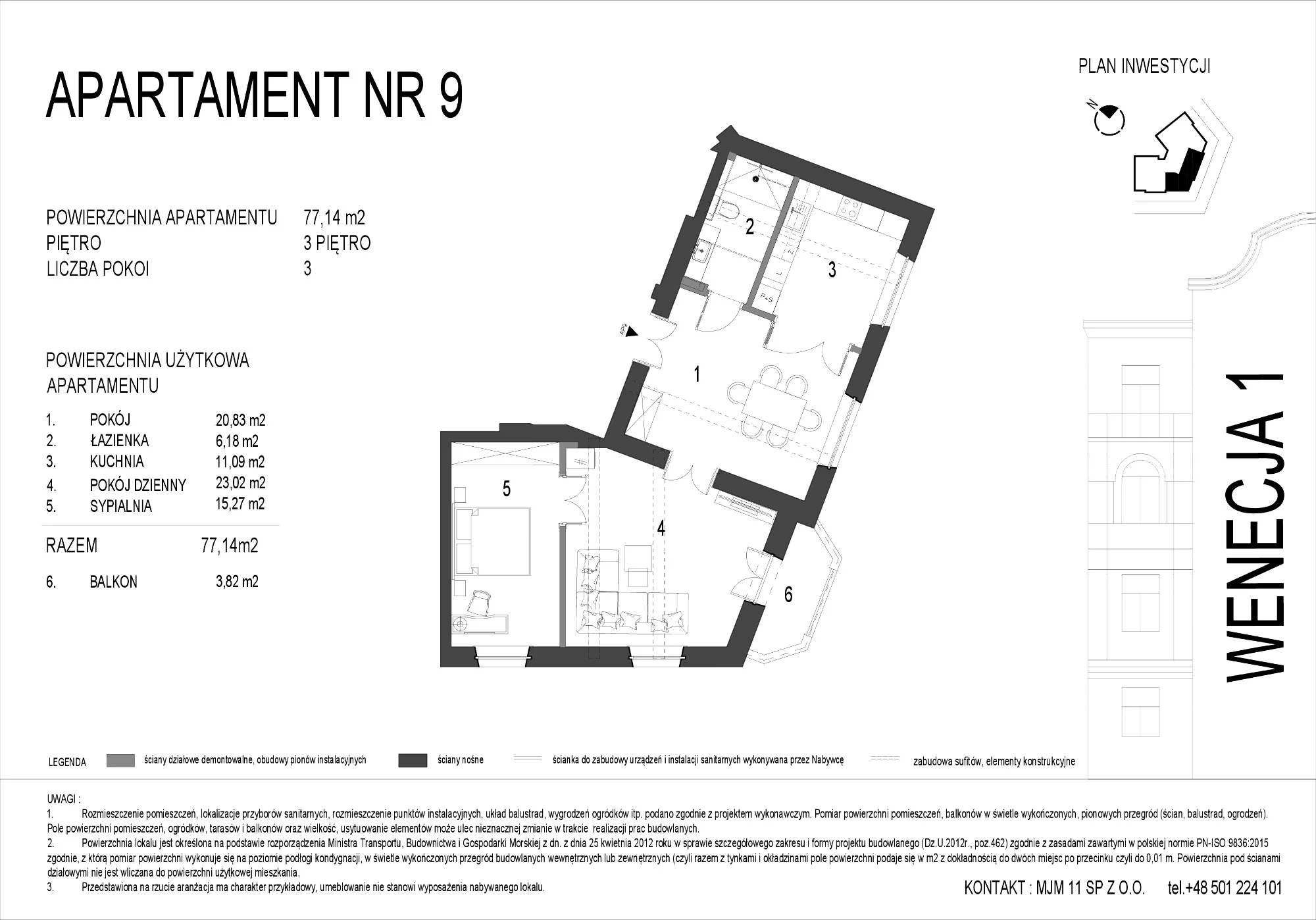 Apartament 77,14 m², piętro 3, oferta nr A9, Wenecja 1, Kraków, Stare Miasto, Piasek, ul. Wenecja / Garncarska