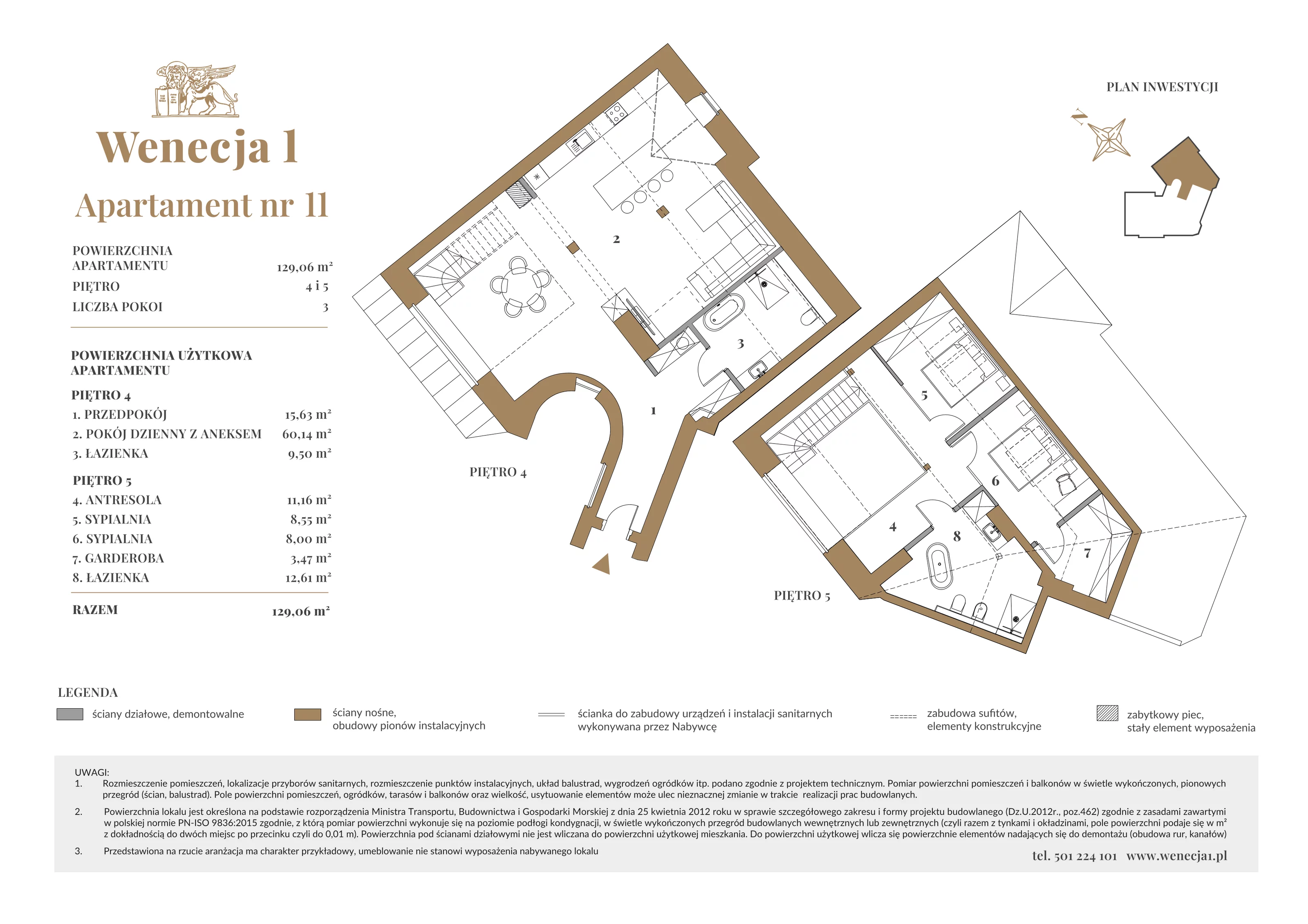 3 pokoje, apartament 129,06 m², piętro 4, oferta nr A11, Wenecja 1, Kraków, Stare Miasto, Piasek, ul. Wenecja / Garncarska