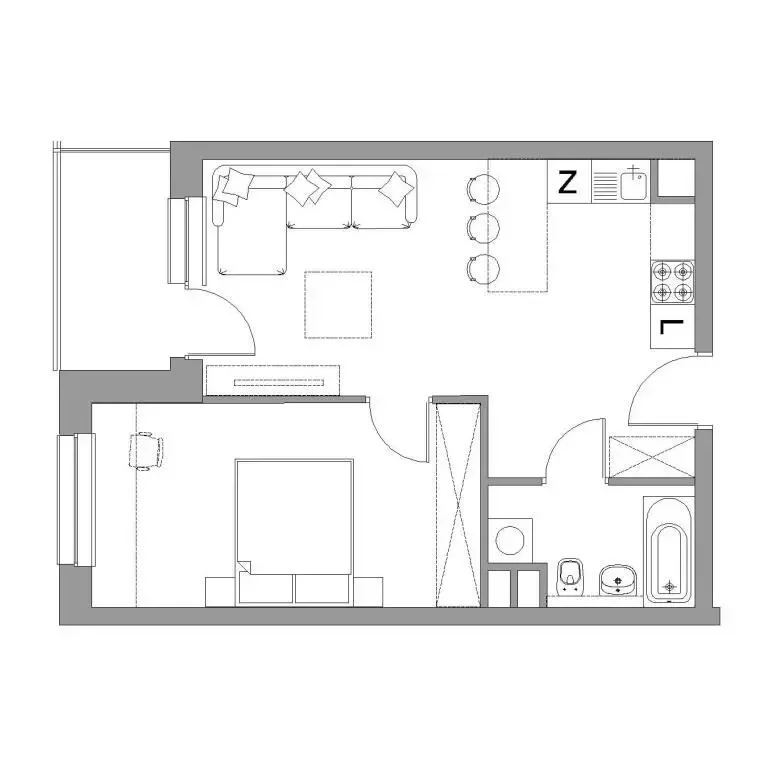 Mieszkanie 43,17 m², piętro 2, oferta nr M26, Nowe Sady 85, Łódź, ul. Nowe Sady 85