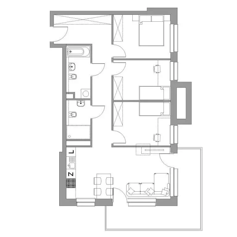 Mieszkanie 75,96 m², piętro 3, oferta nr M38, Nowe Sady 85, Łódź, ul. Nowe Sady 85