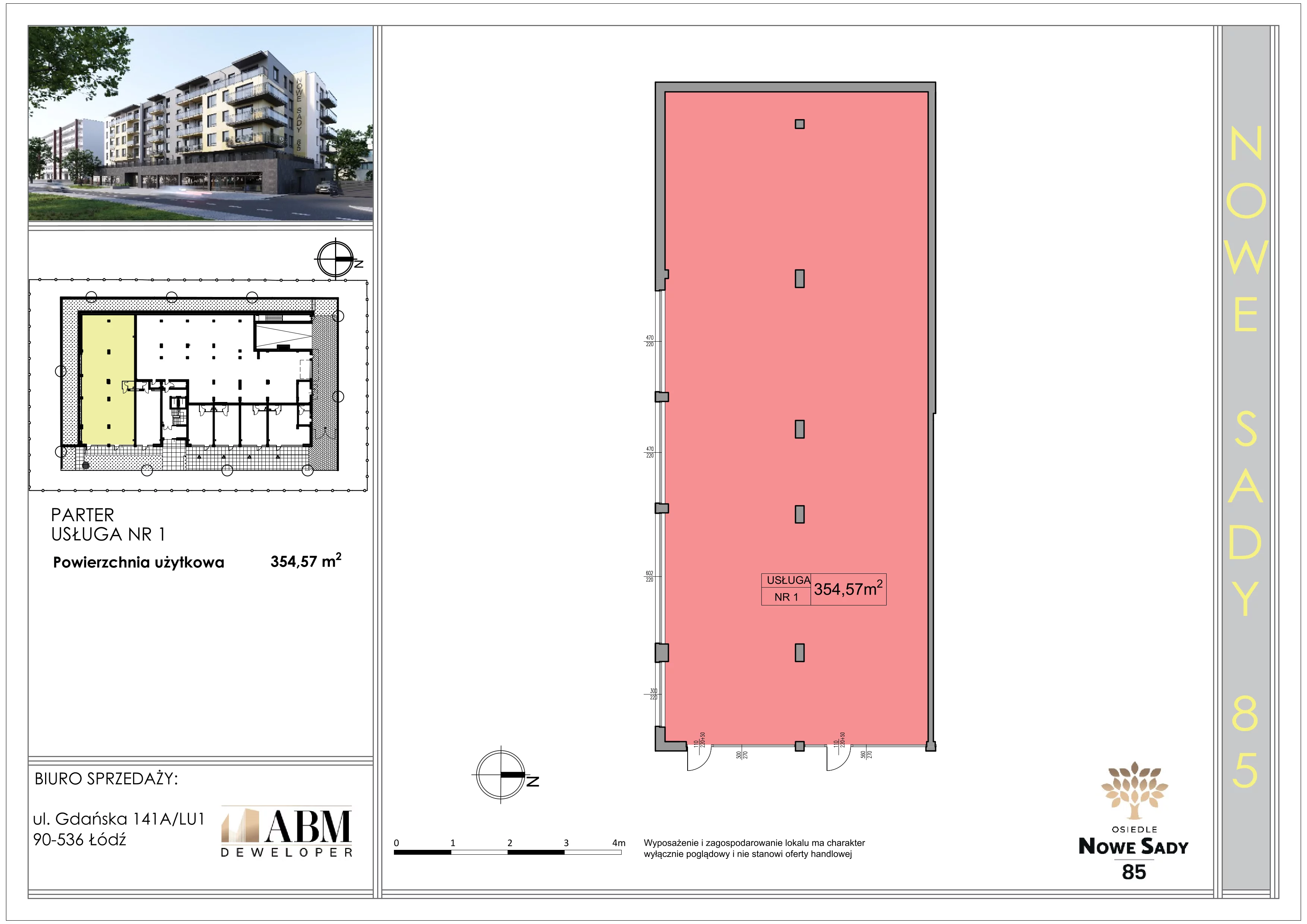 Lokal użytkowy 353,99 m², oferta nr U1, Nowe Sady 85, Łódź, Polesie, ul. Nowe Sady 85