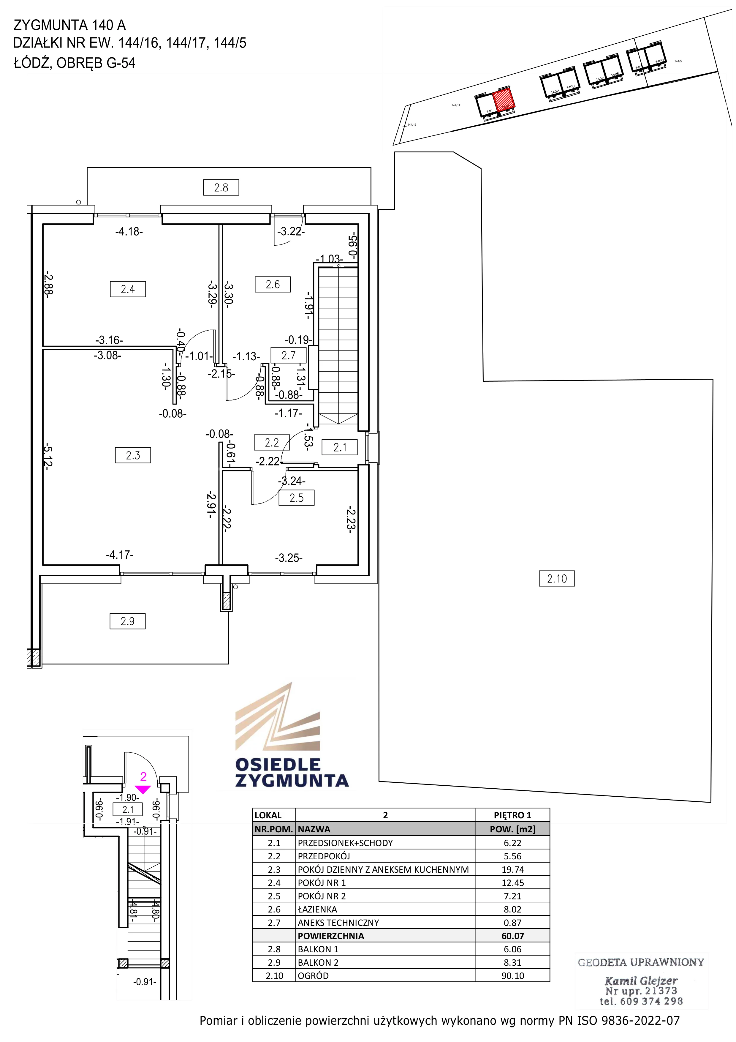 3 pokoje, mieszkanie 60,07 m², piętro 1, oferta nr M4, Osiedle Zygmunta, Łódź, Górna, ul. Zygmunta 140