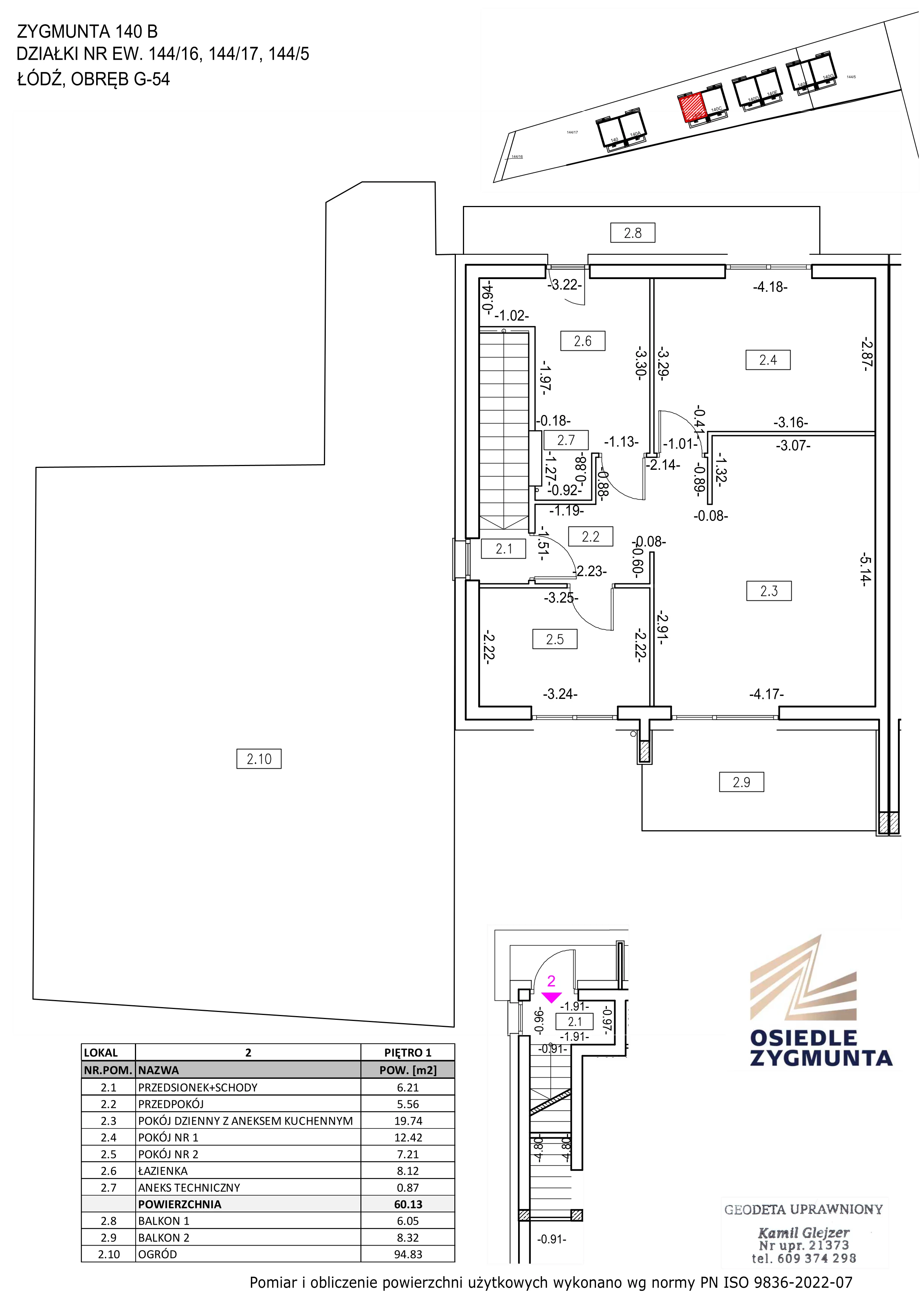 3 pokoje, mieszkanie 60,13 m², piętro 1, oferta nr M5, Osiedle Zygmunta, Łódź, Górna, ul. Zygmunta 140