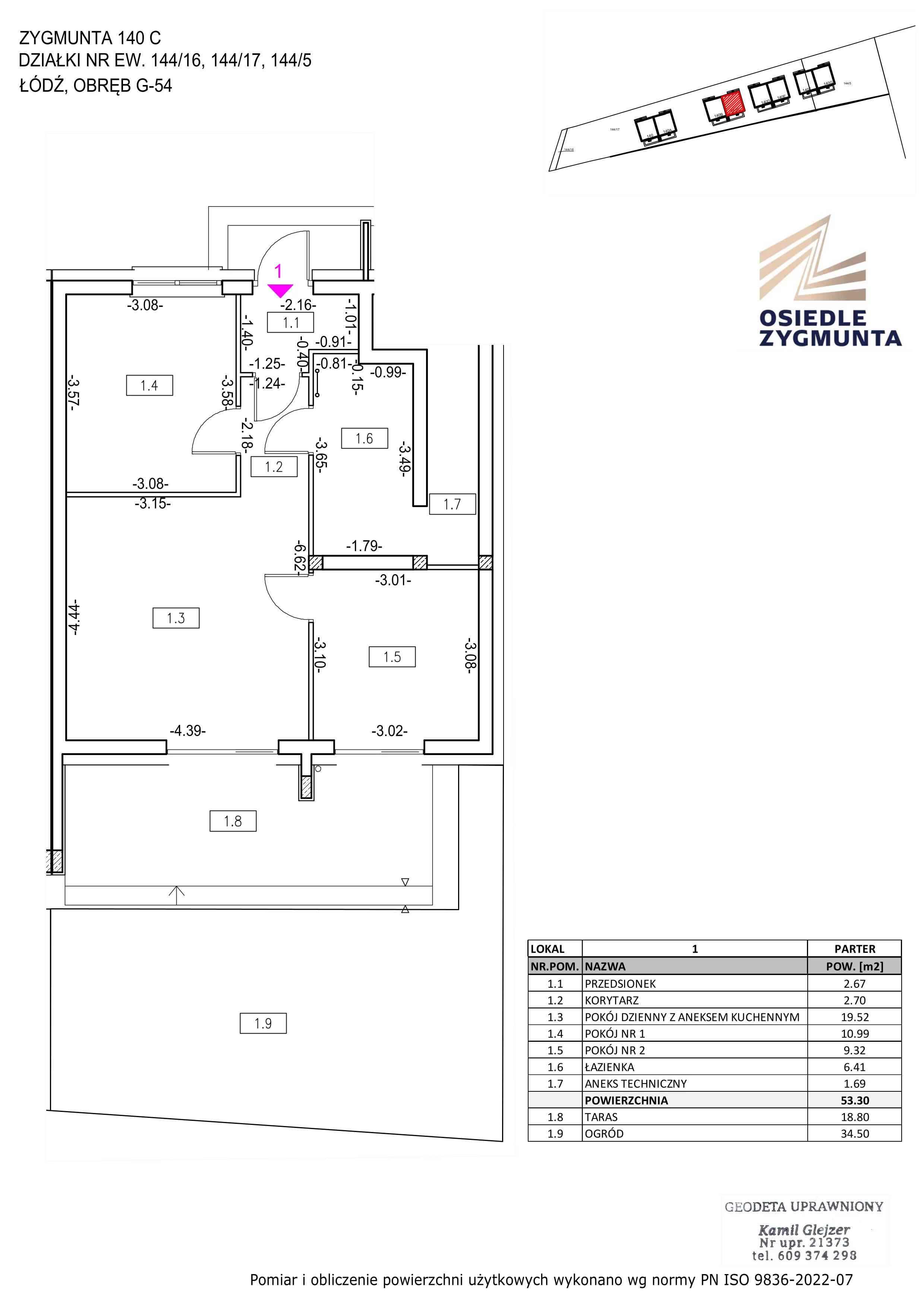 3 pokoje, mieszkanie 53,30 m², parter, oferta nr M7, Osiedle Zygmunta, Łódź, Górna, ul. Zygmunta 140