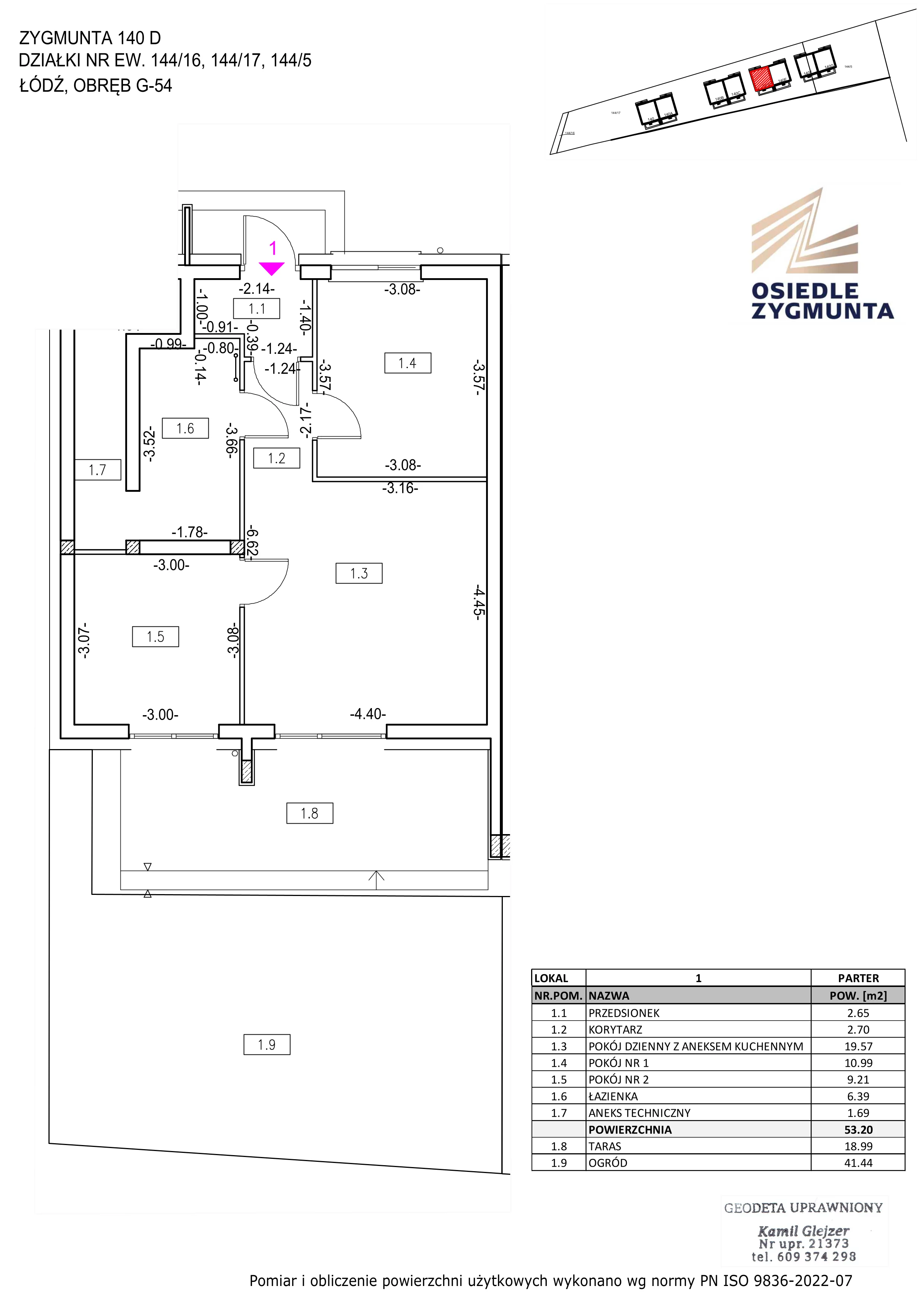 3 pokoje, mieszkanie 53,20 m², parter, oferta nr M10, Osiedle Zygmunta, Łódź, Górna, ul. Zygmunta 140